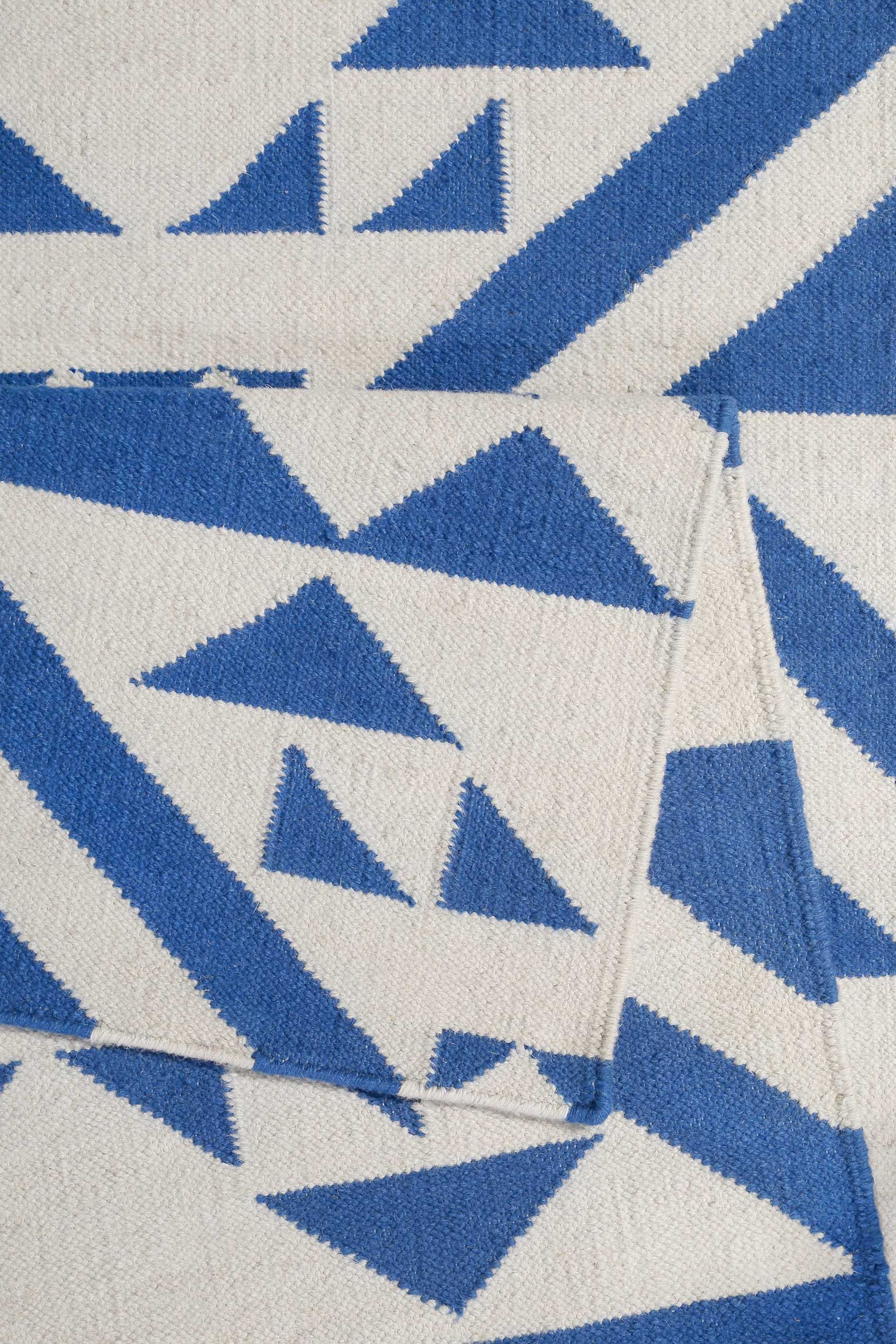 Kelim Teppich Blau Creme Weiß aus Wolle » Blue Mellow « Accessorize - Ansicht 3
