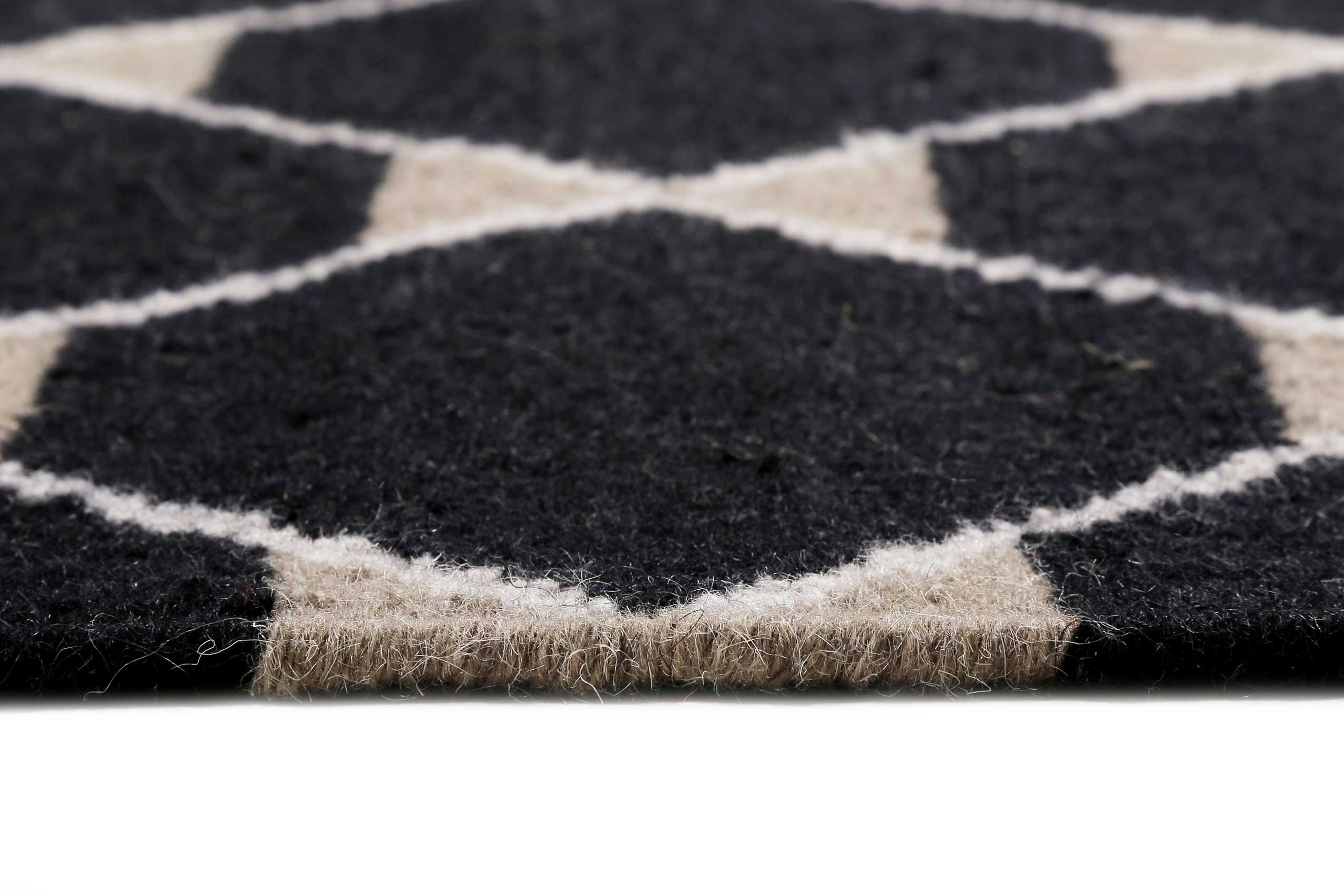 Esprit Kelim Teppich Schwarz aus Wolle 