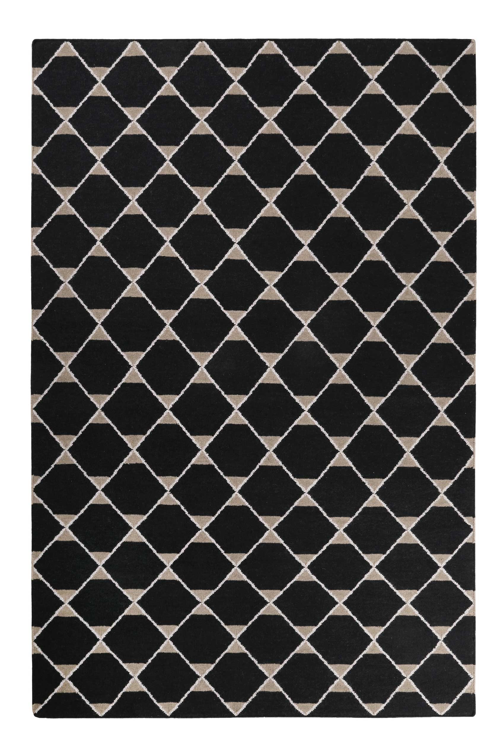Esprit Kelim Teppich Schwarz aus Wolle 