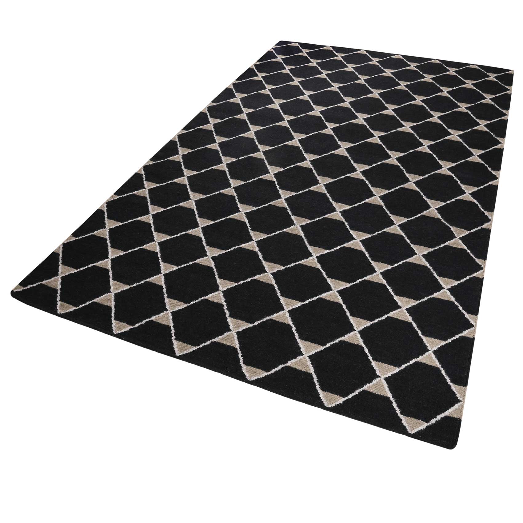 Esprit Kelim Teppich Schwarz aus Wolle 