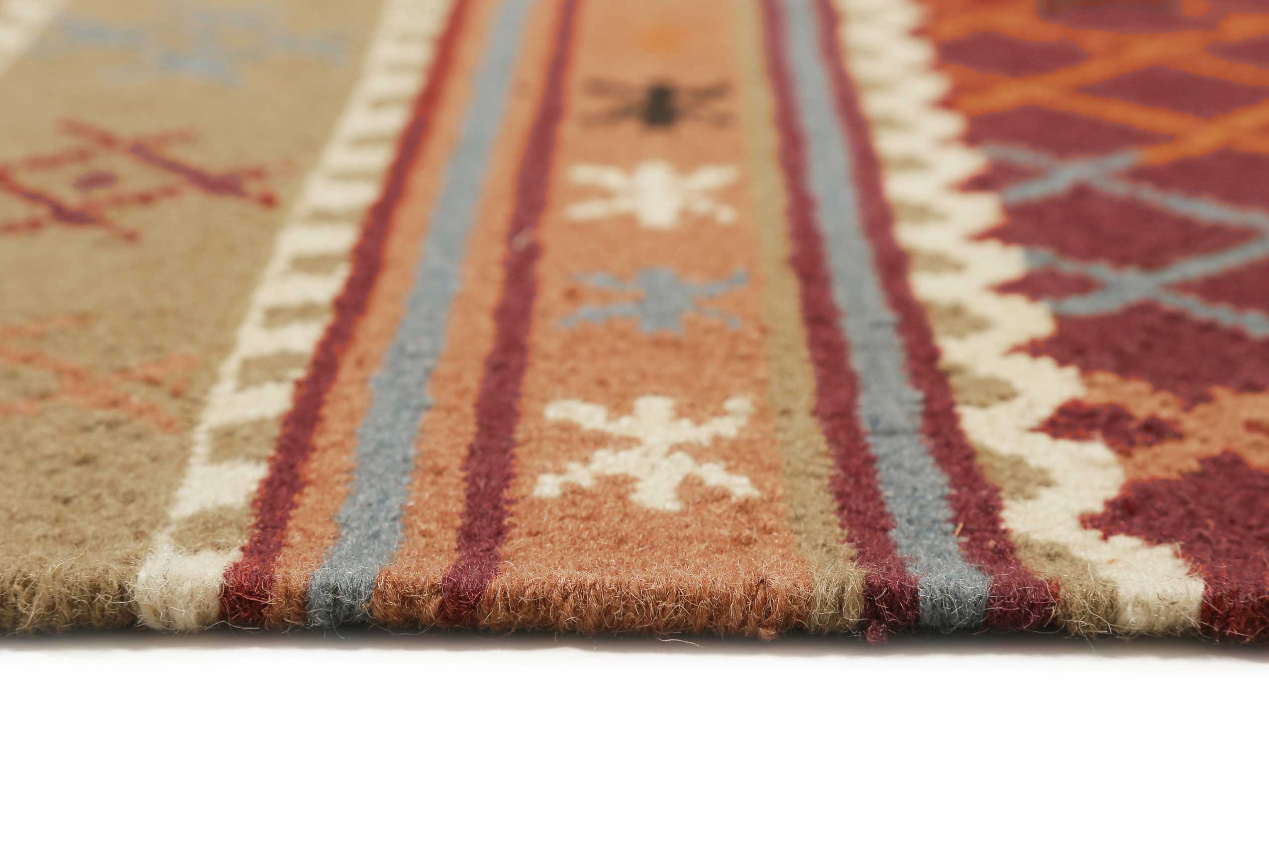 Esprit Kelim Teppich Taupe Braun Rot aus Wolle 
