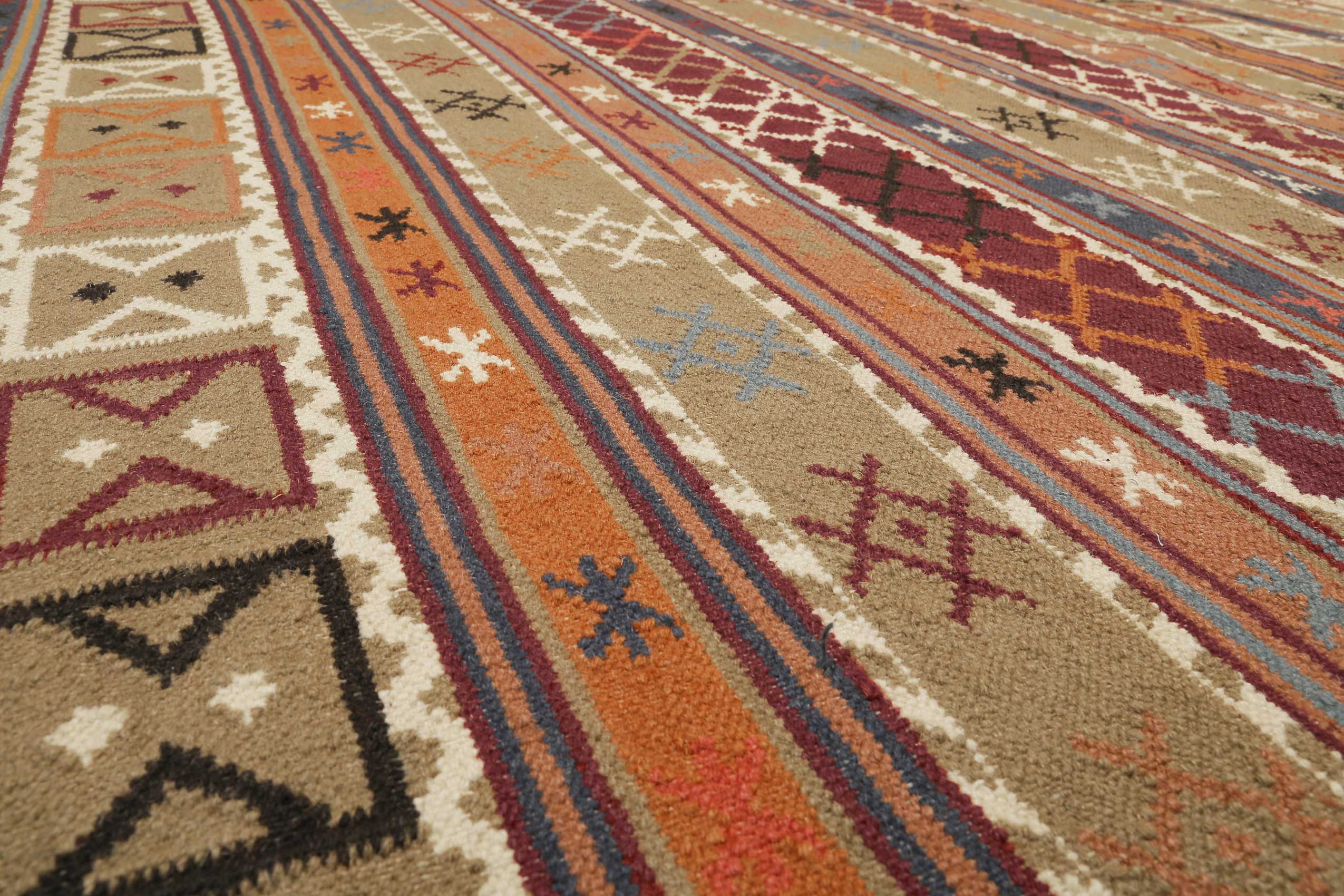 Esprit Kelim Teppich Taupe Braun Rot aus Wolle 