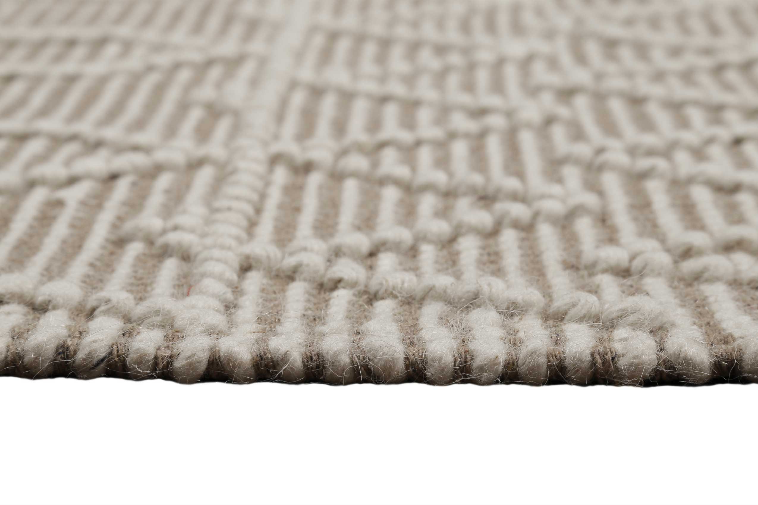 Esprit Teppich handgewebt Weiß Beige aus Wolle 