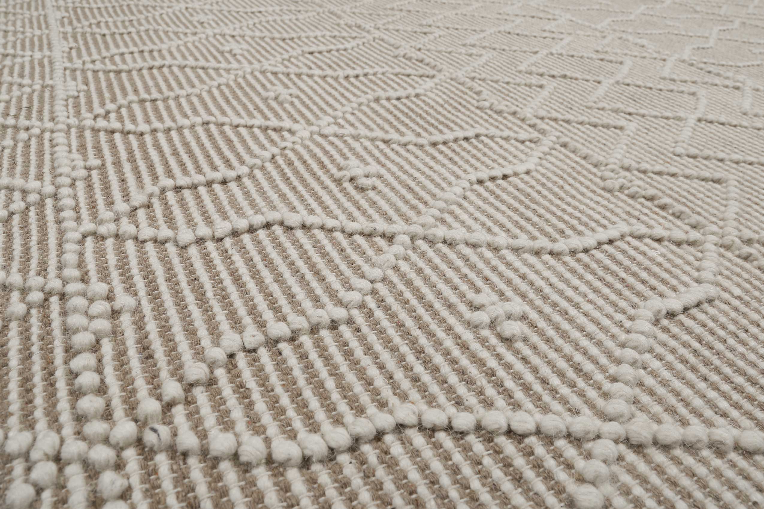 Esprit Teppich handgewebt Weiß Beige aus Wolle 
