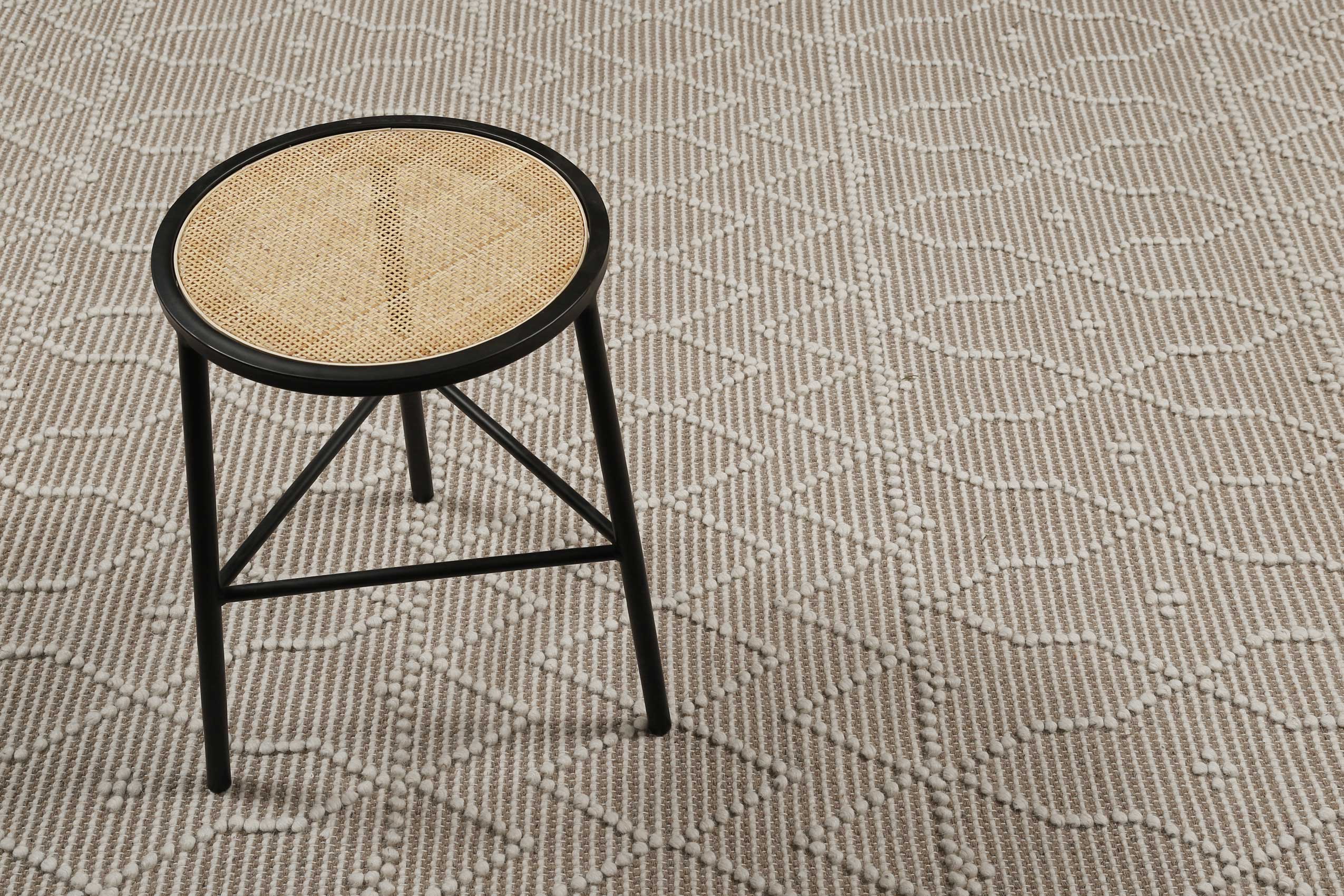 Esprit Teppich handgewebt Weiß Beige aus Wolle 