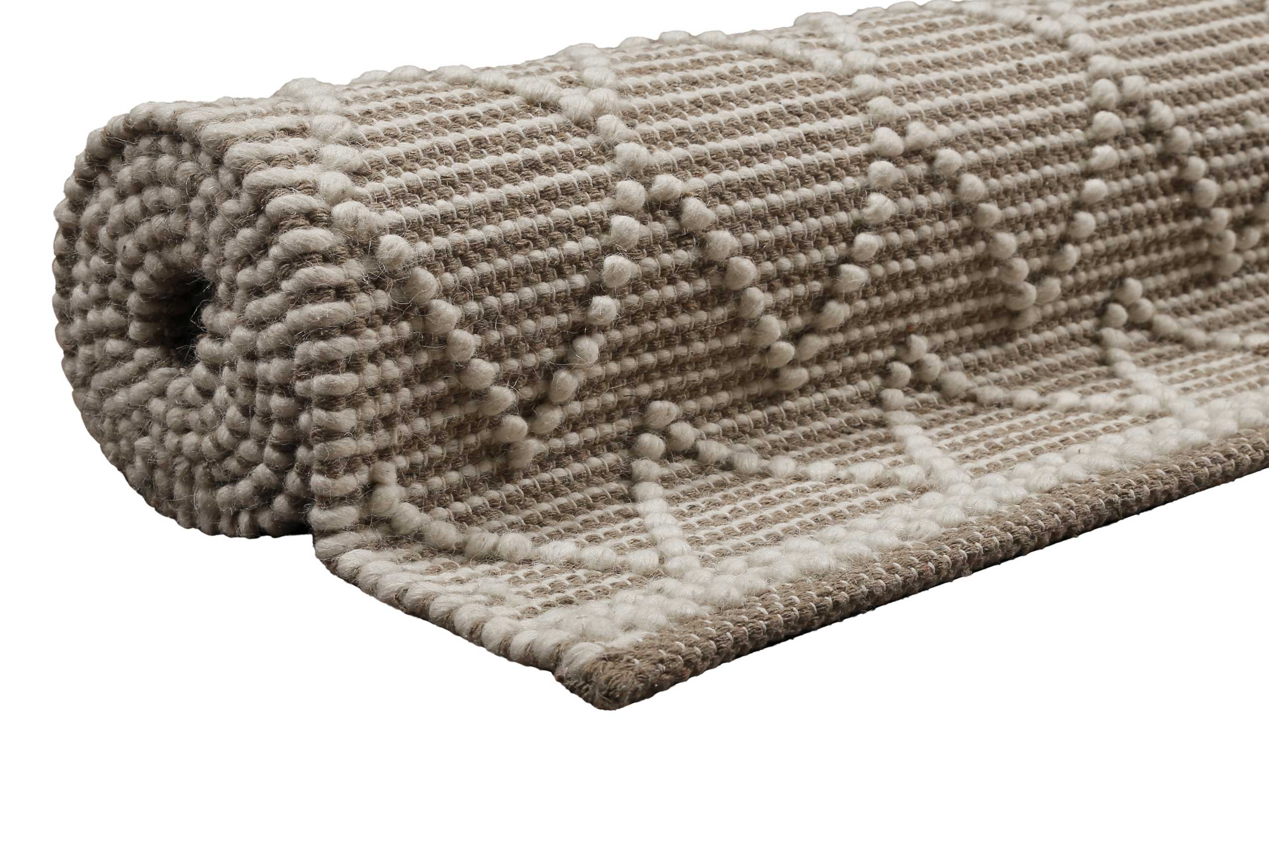 Esprit Teppich handgewebt Weiß Beige aus Wolle 