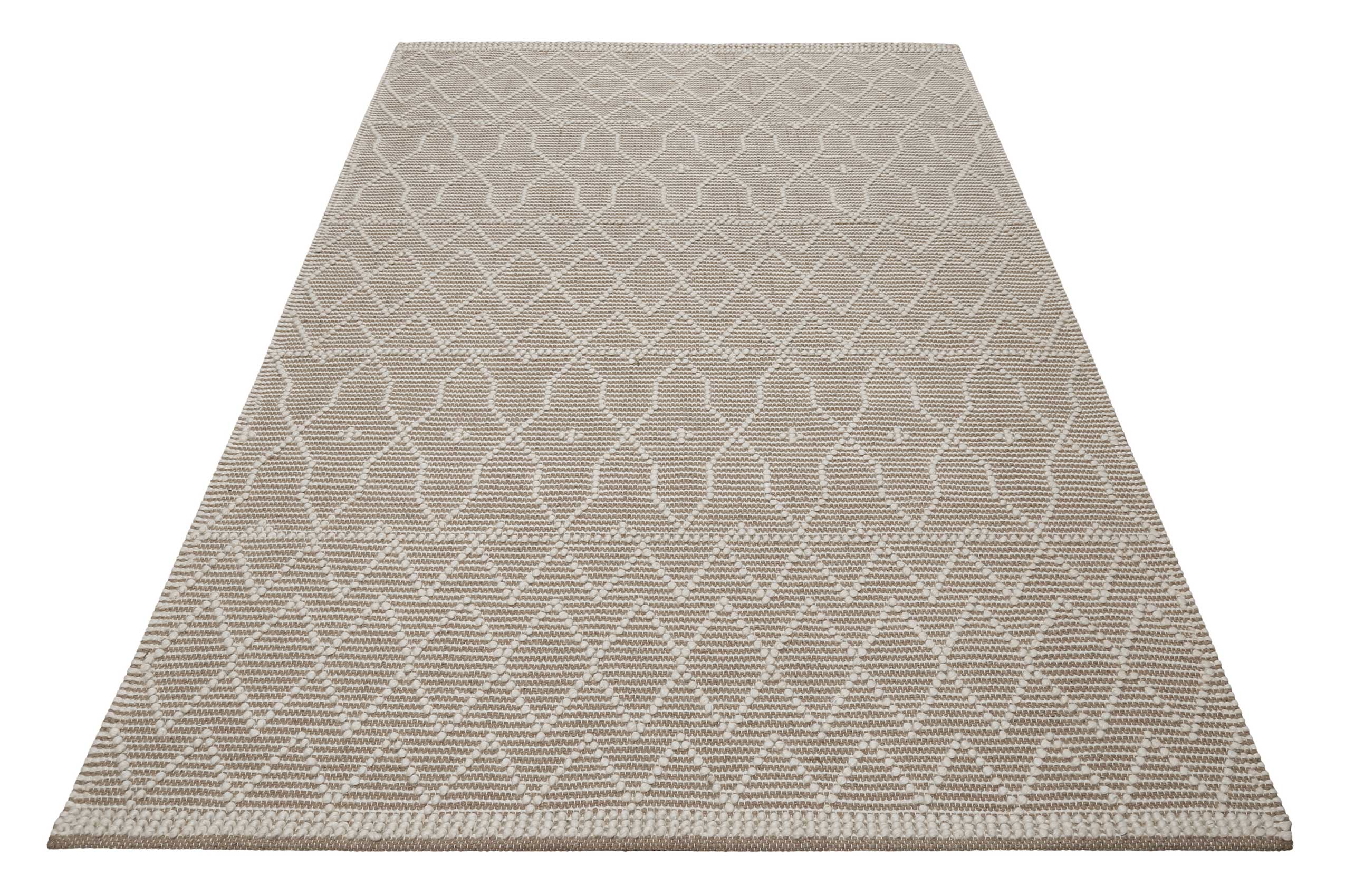 Esprit Teppich handgewebt Weiß Beige aus Wolle 