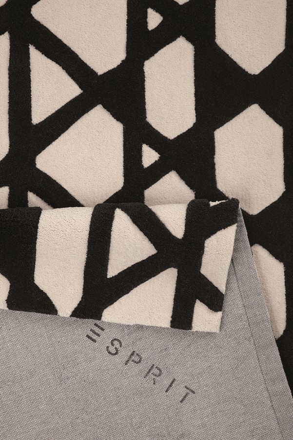 Esprit Kurzflor Teppich aus Wolle » Artisan Pop « schwarz beige - Ansicht 3