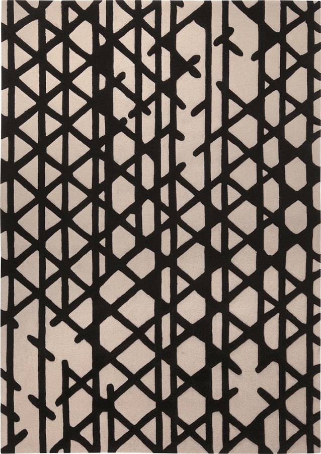 Esprit Kurzflor Teppich aus Wolle » Artisan Pop « schwarz beige - Ansicht 1