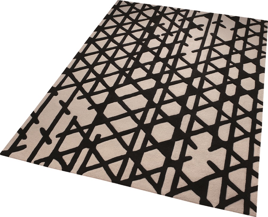 Esprit Kurzflor Teppich aus Wolle » Artisan Pop « schwarz beige - Ansicht 2