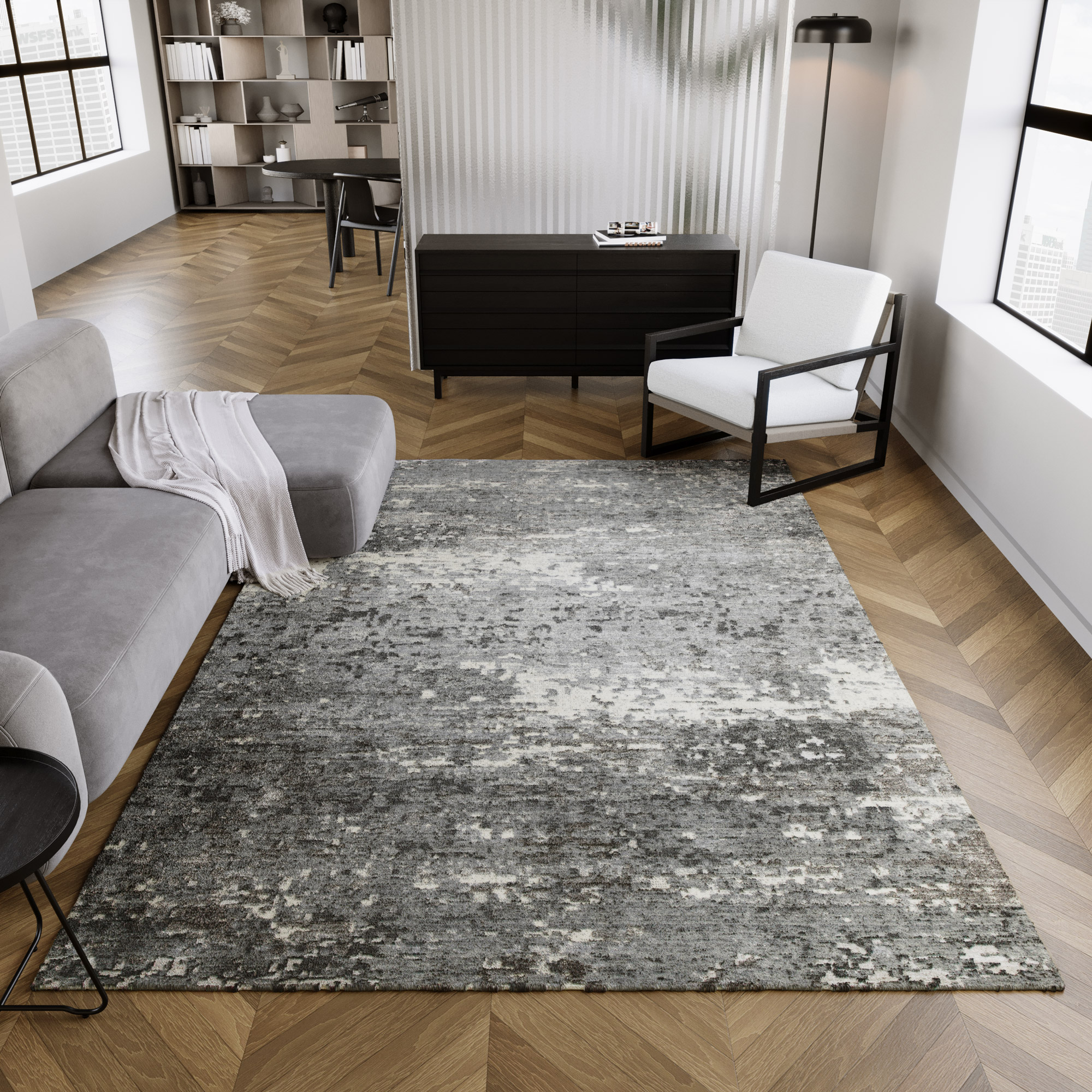 Esprit Kurzflor Teppich Grau aus Wolle