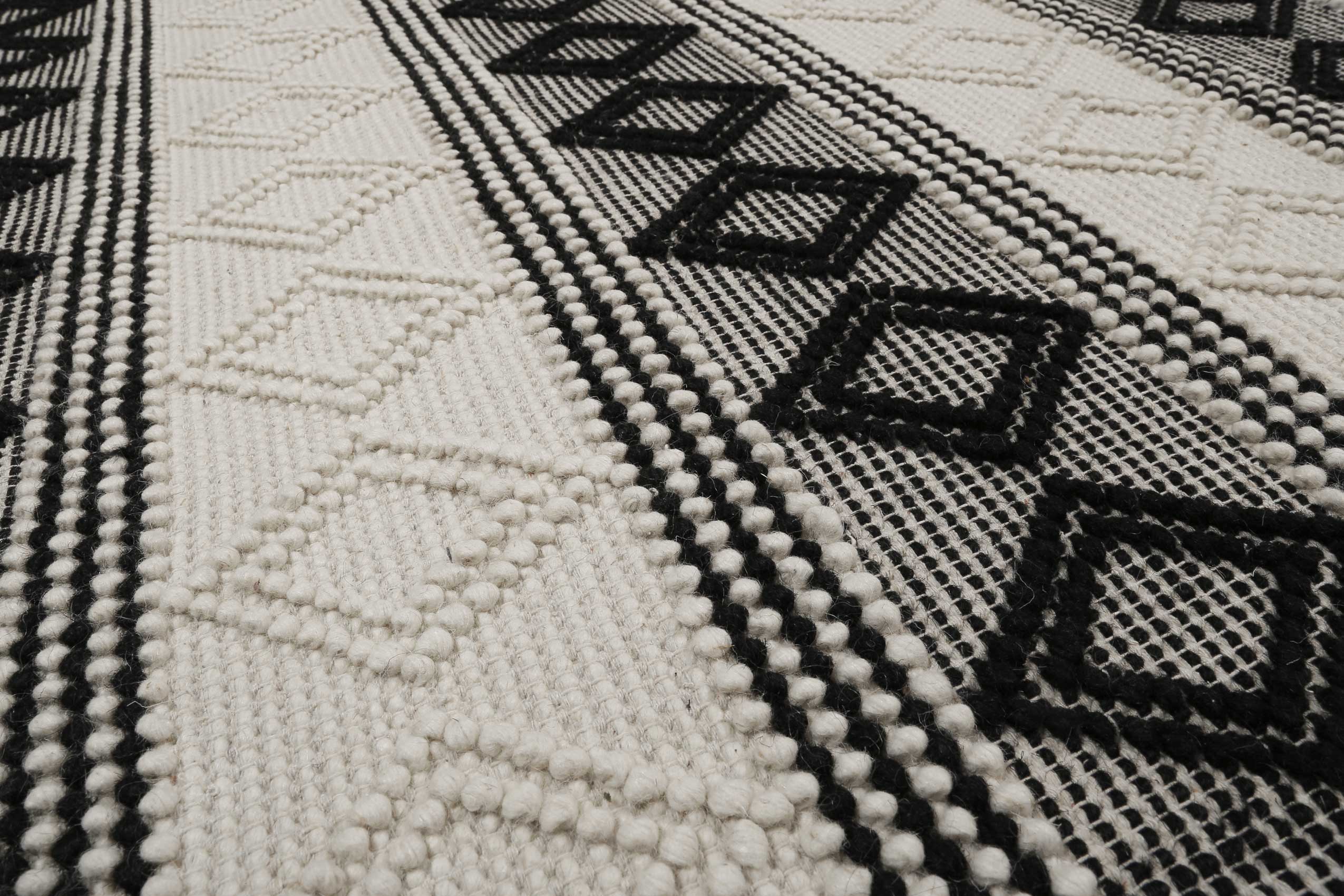 Esprit Teppich handgewebt Weiß Schwarz aus Wolle » Cara « - Ansicht 5