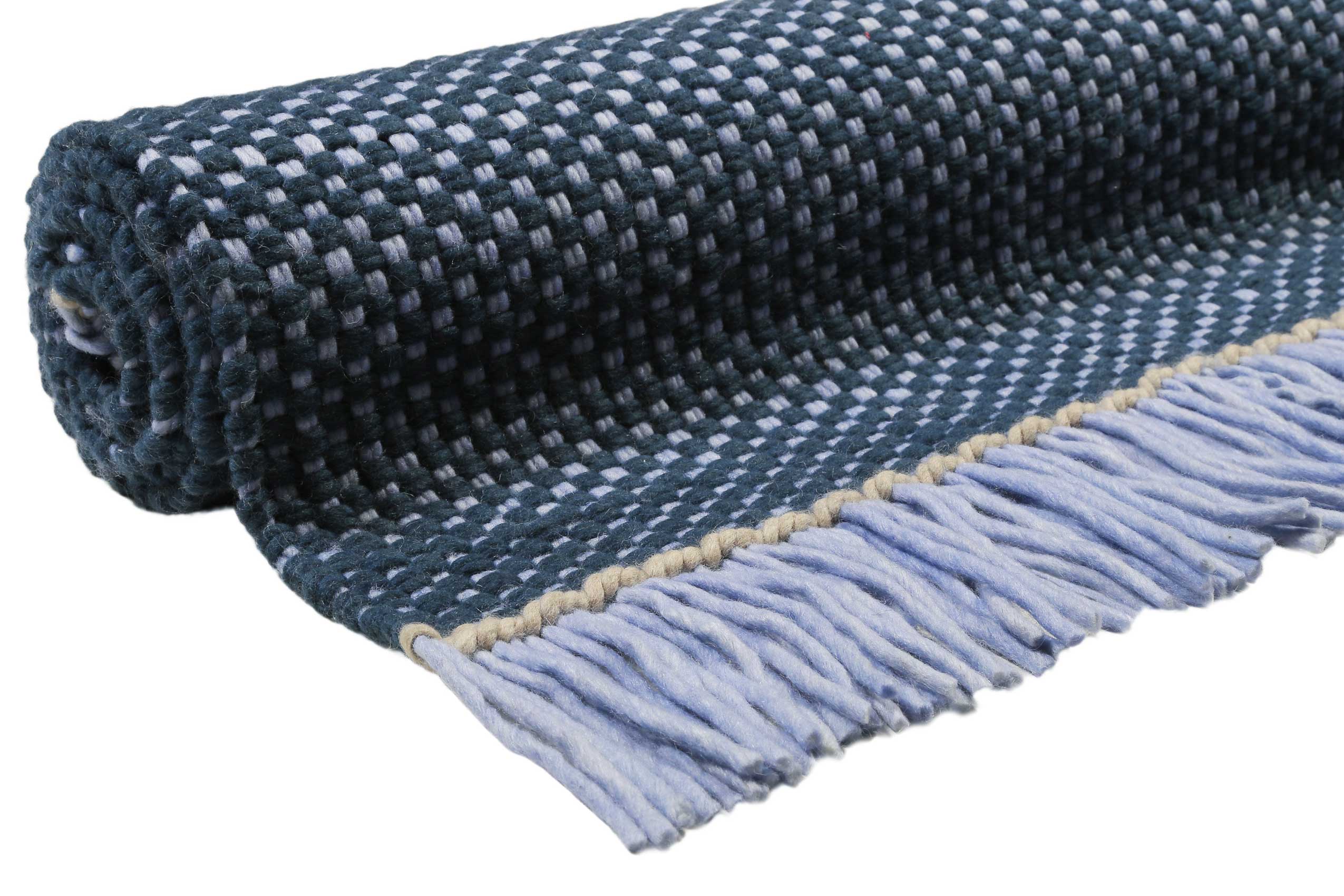 Esprit Handwebteppich Blau aus Wolle 