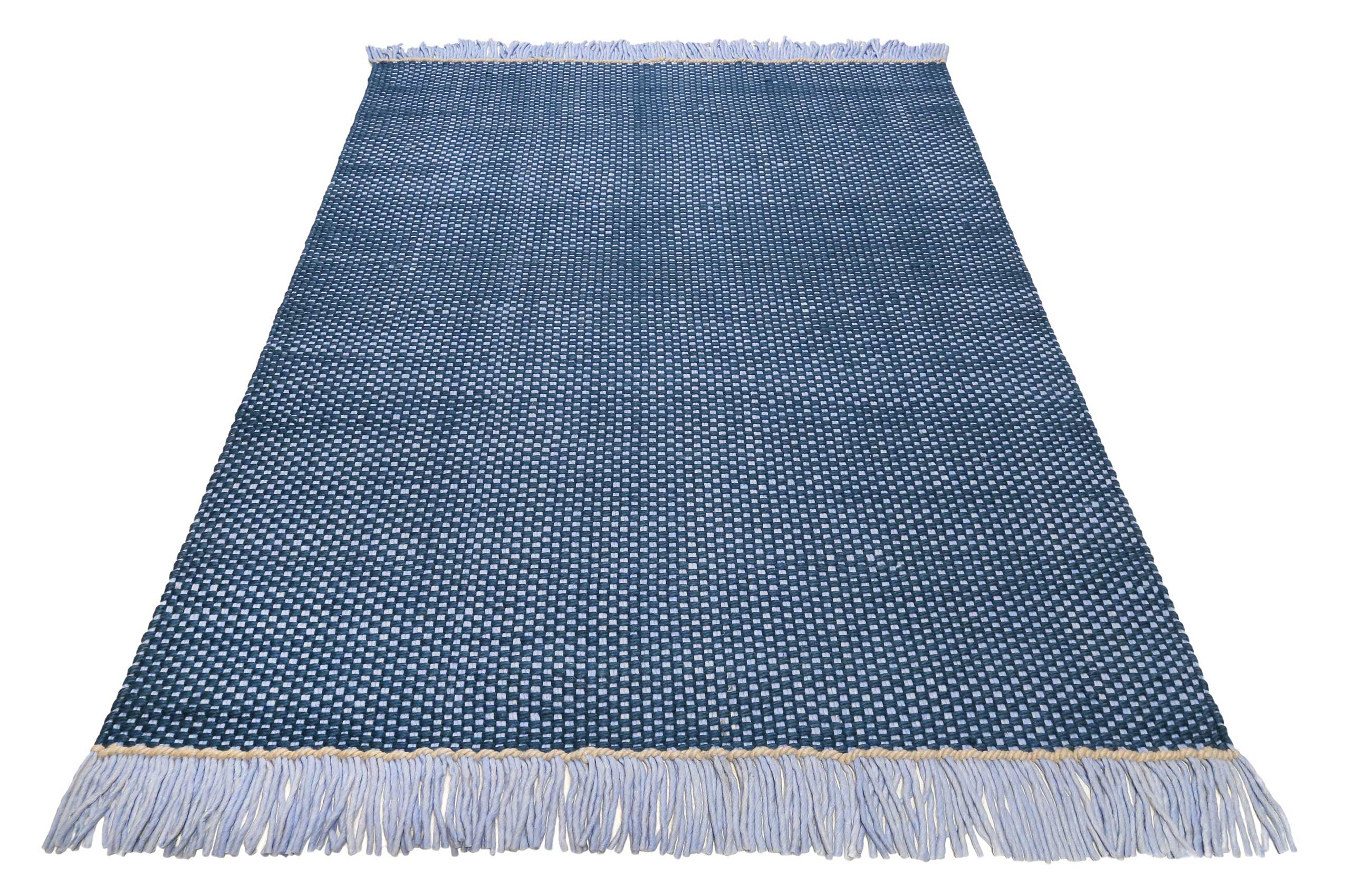 Esprit Handwebteppich Blau aus Wolle 