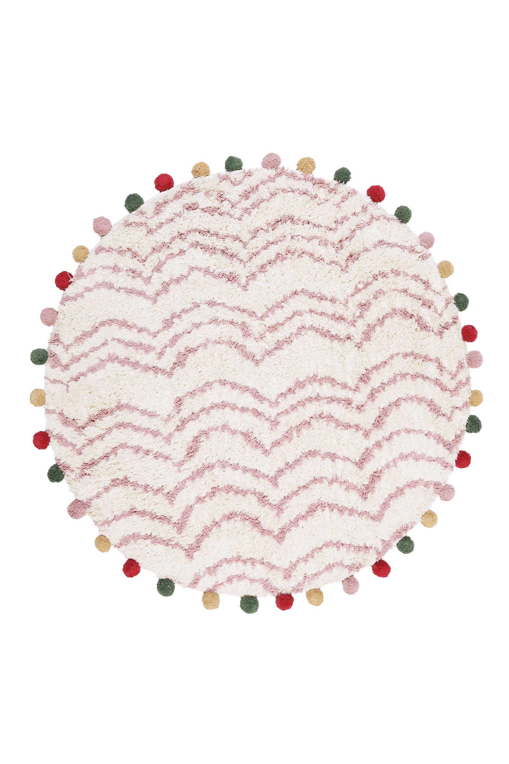Esprit Handwebteppich Rund Beige Rosa aus Baumwolle » Circus « - Ansicht 1