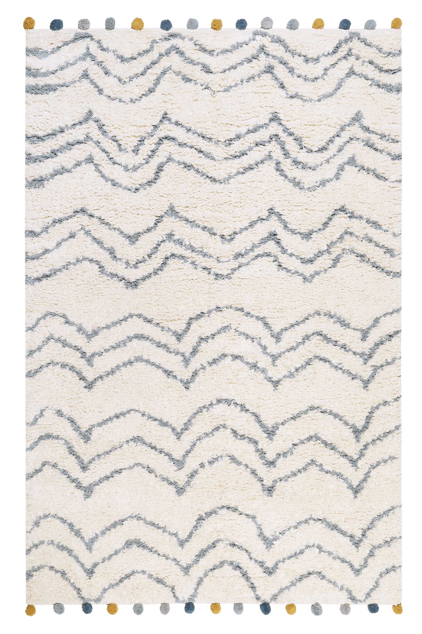 Esprit Handwebteppich Beige Blau aus Baumwolle » Circus « - Ansicht 1