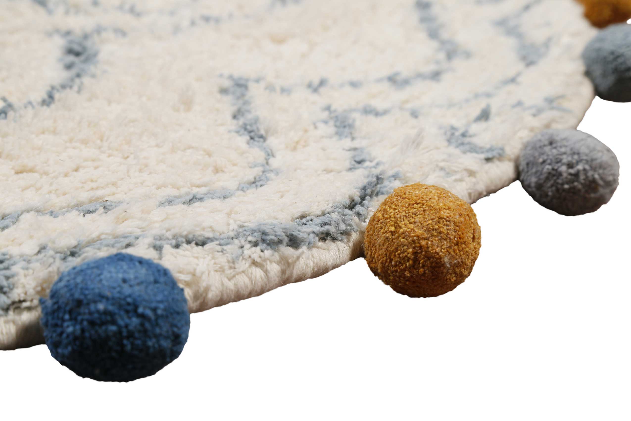 Esprit Handwebteppich Rund Beige Blau aus Baumwolle » Circus « - Ansicht 5