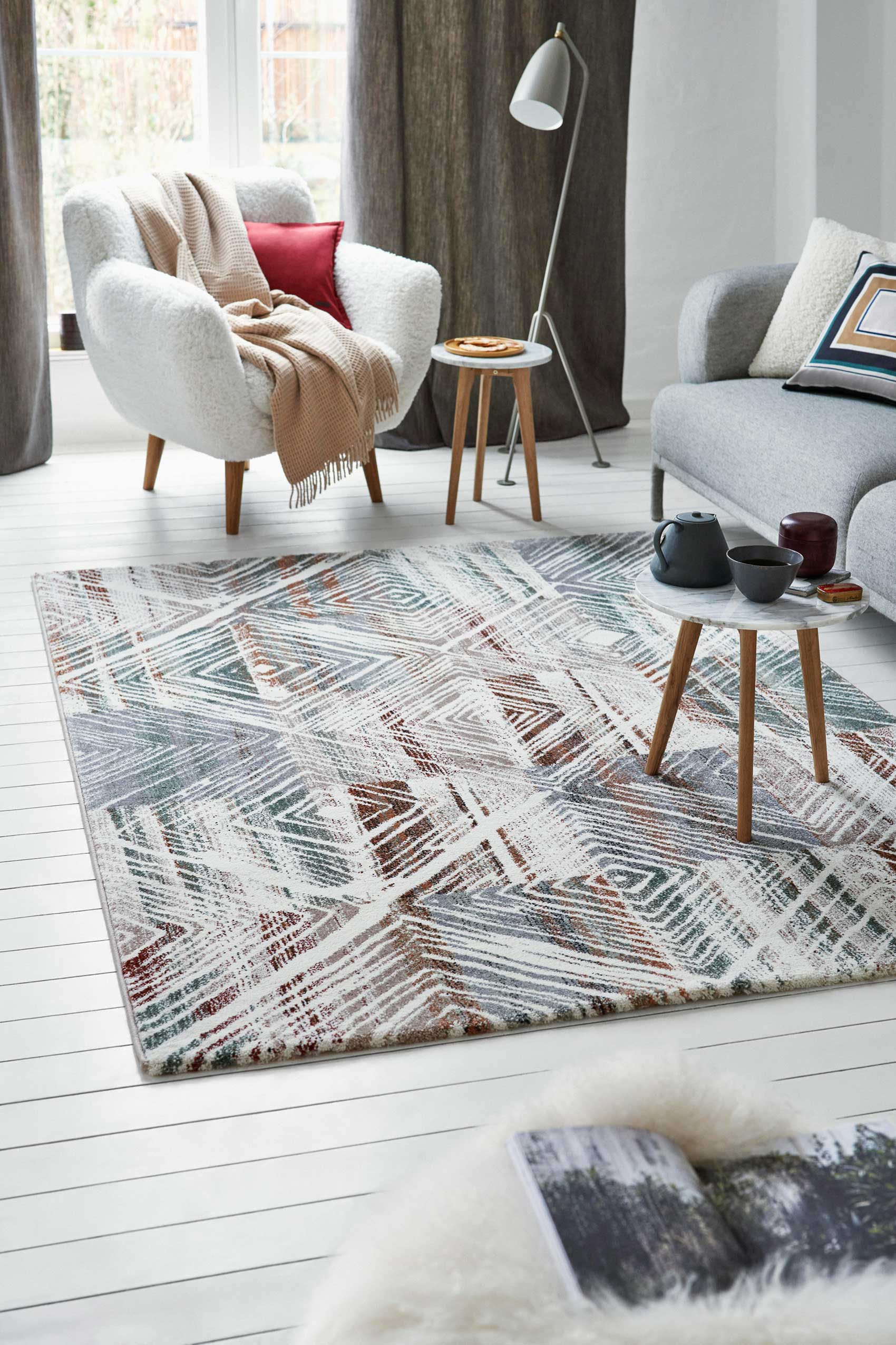 Esprit Teppich Creme Beige Bunt Kurzflor 