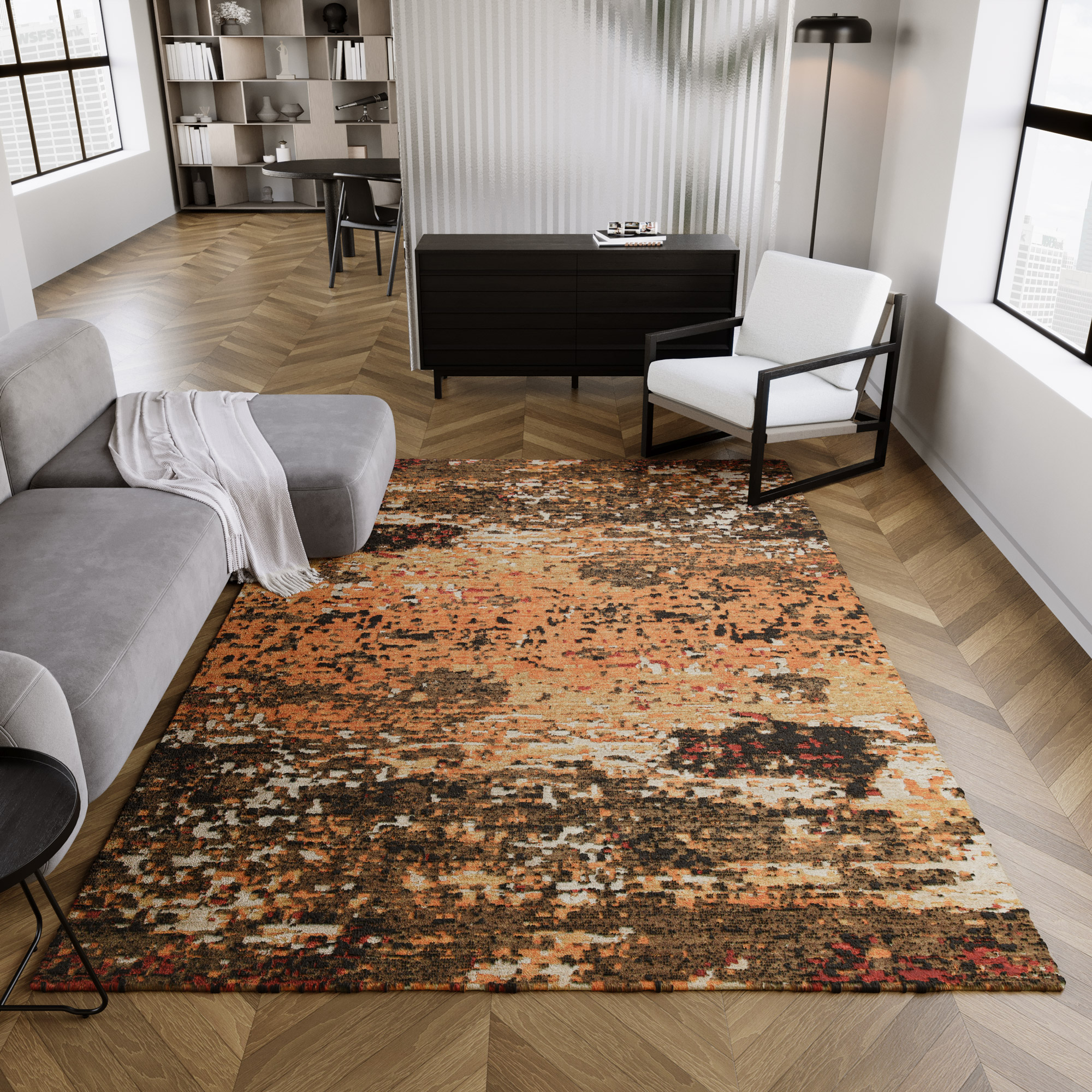 Esprit Kurzflor Teppich Orange aus Wolle 