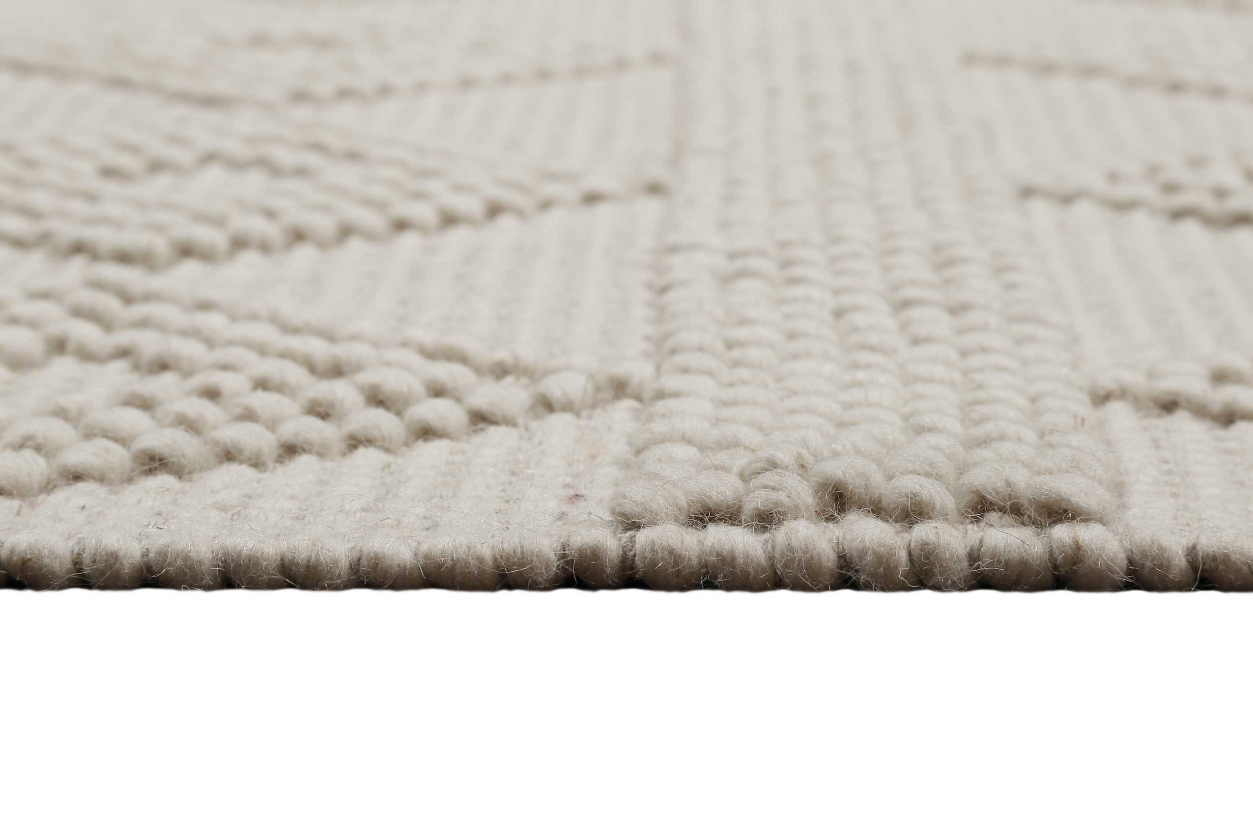 Esprit Teppich handgewebt Creme Weiß aus Wolle 