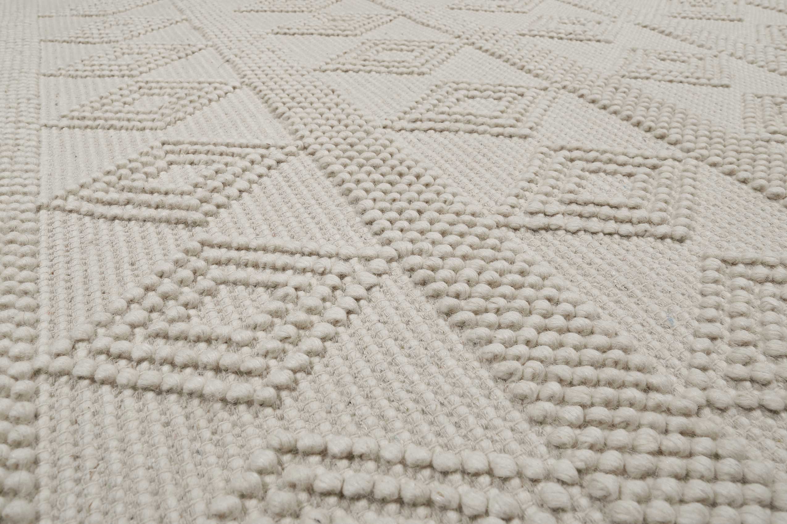 Esprit Teppich handgewebt Creme Weiß aus Wolle 