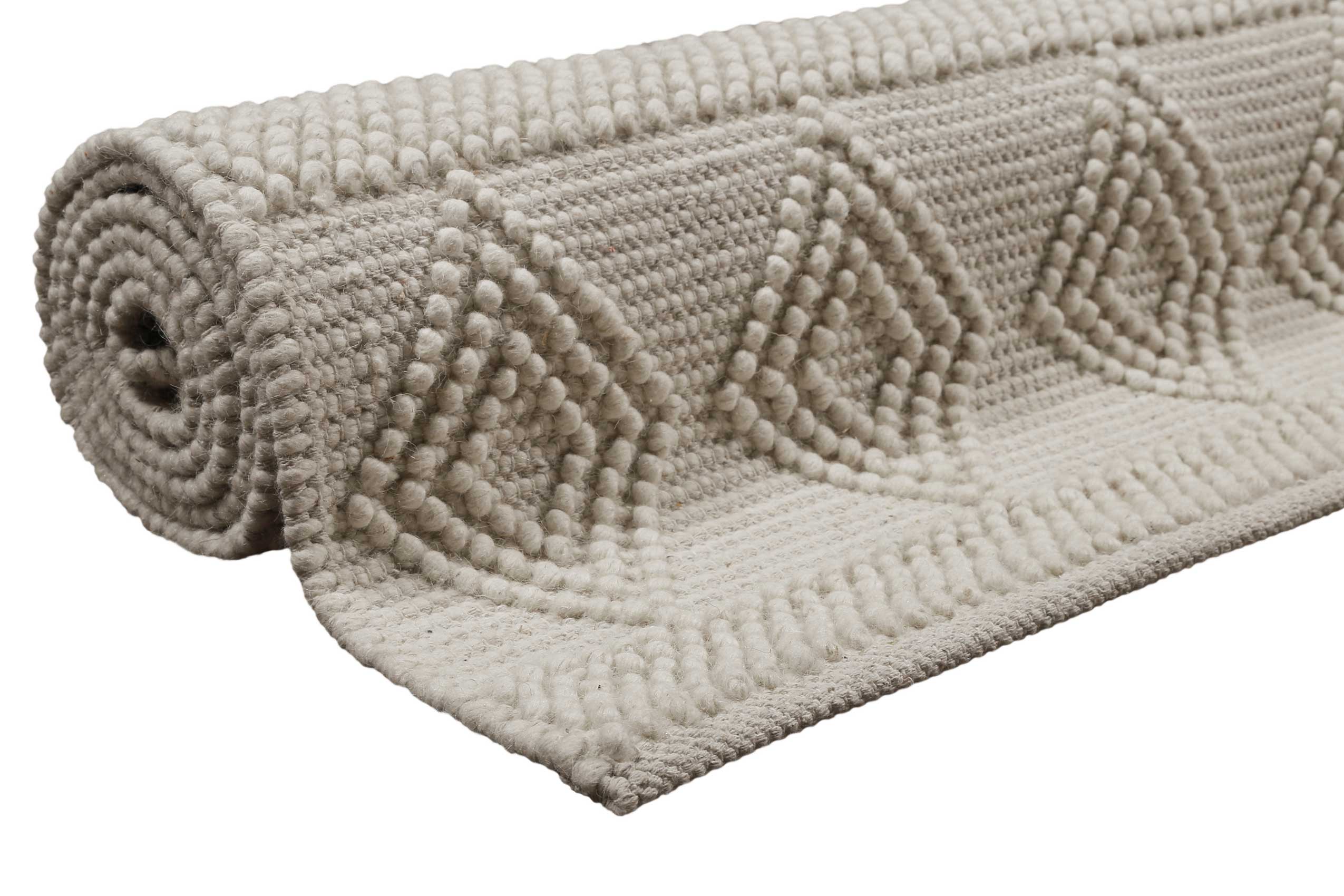 Esprit Teppich handgewebt Creme Weiß aus Wolle 