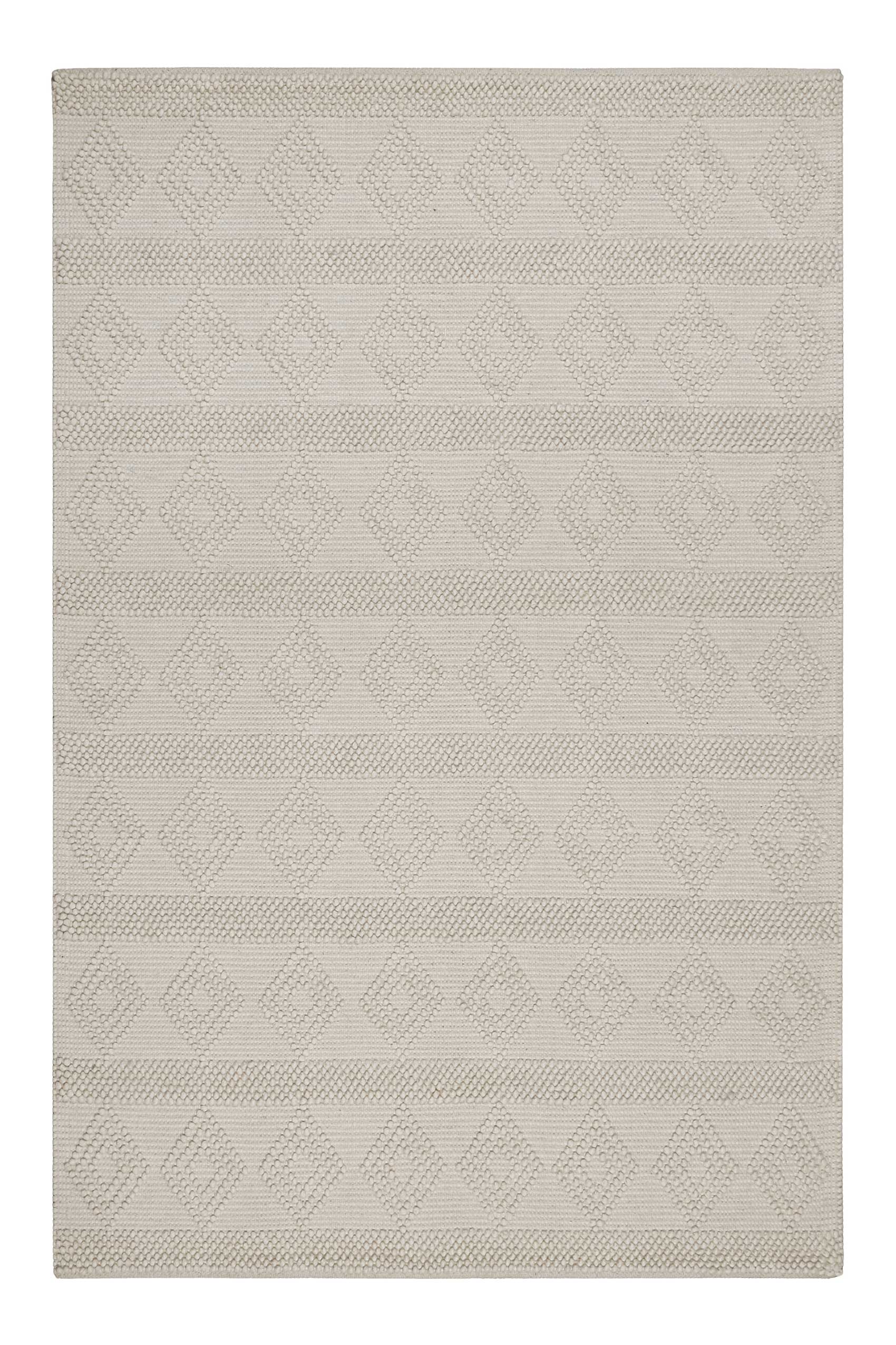 Esprit Teppich handgewebt Creme Weiß aus Wolle 