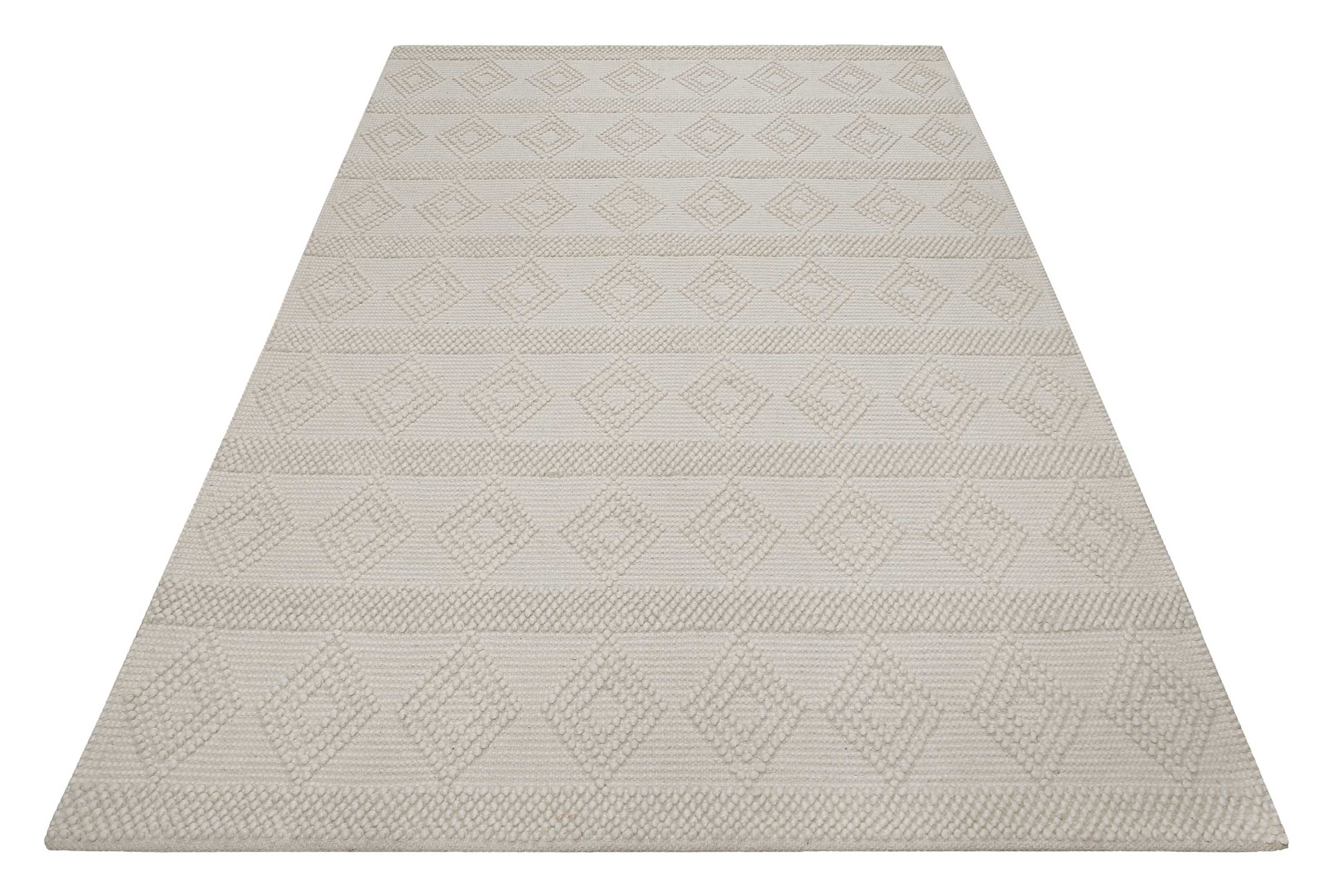 Esprit Teppich handgewebt Creme Weiß aus Wolle 