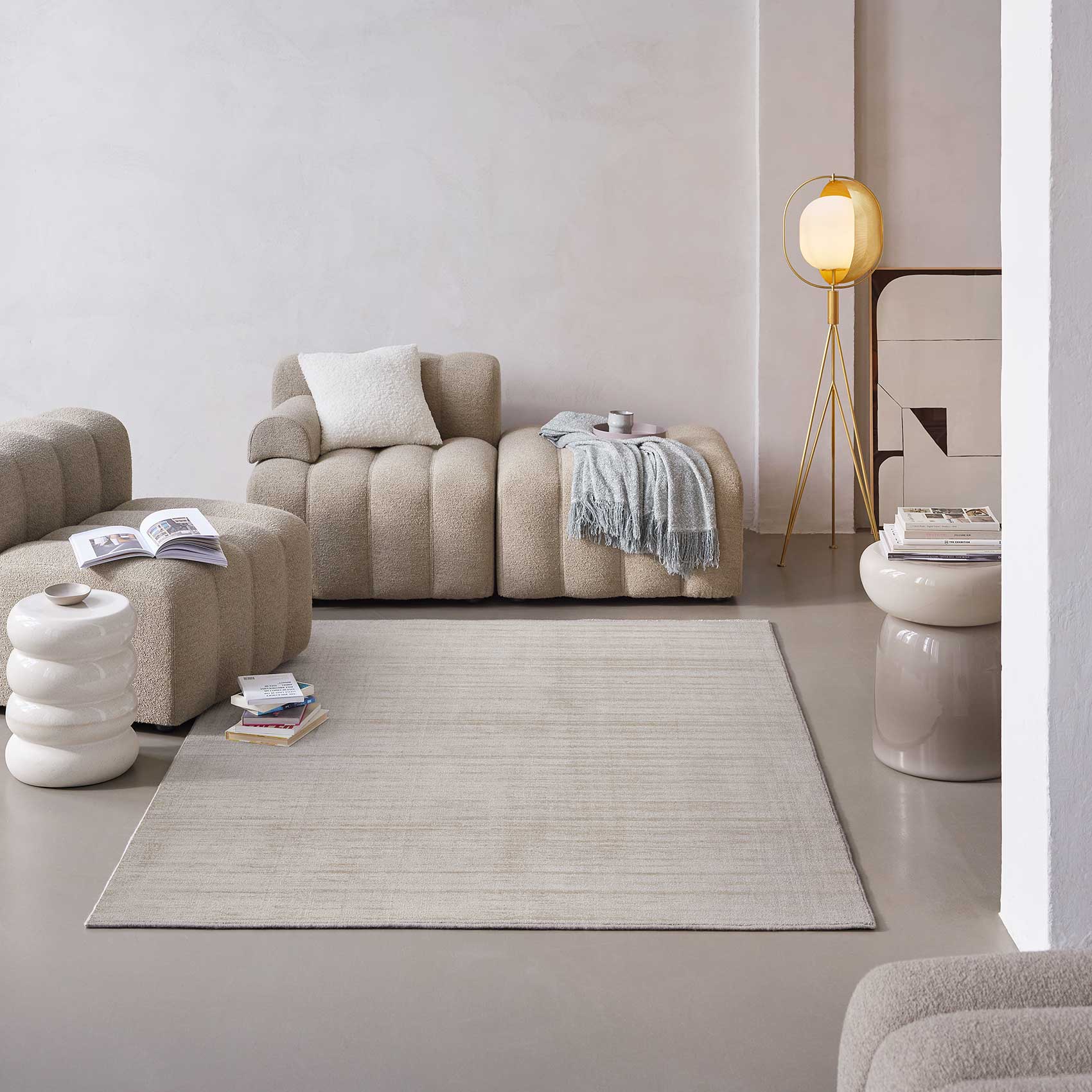 Esprit Kurzflor Teppich Creme Beige 