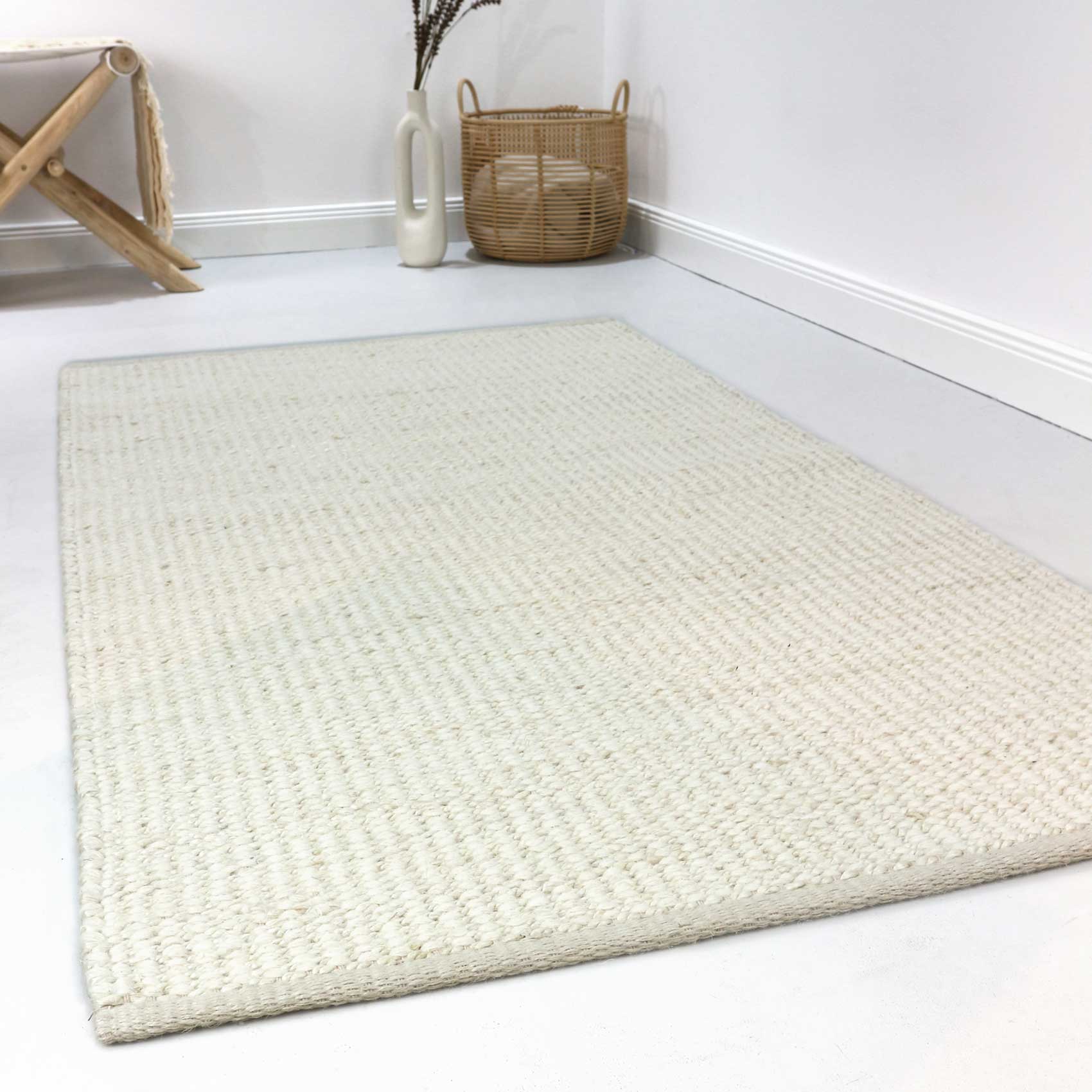 Esprit Kelim Teppich Creme Weiß aus Jute & Wolle 