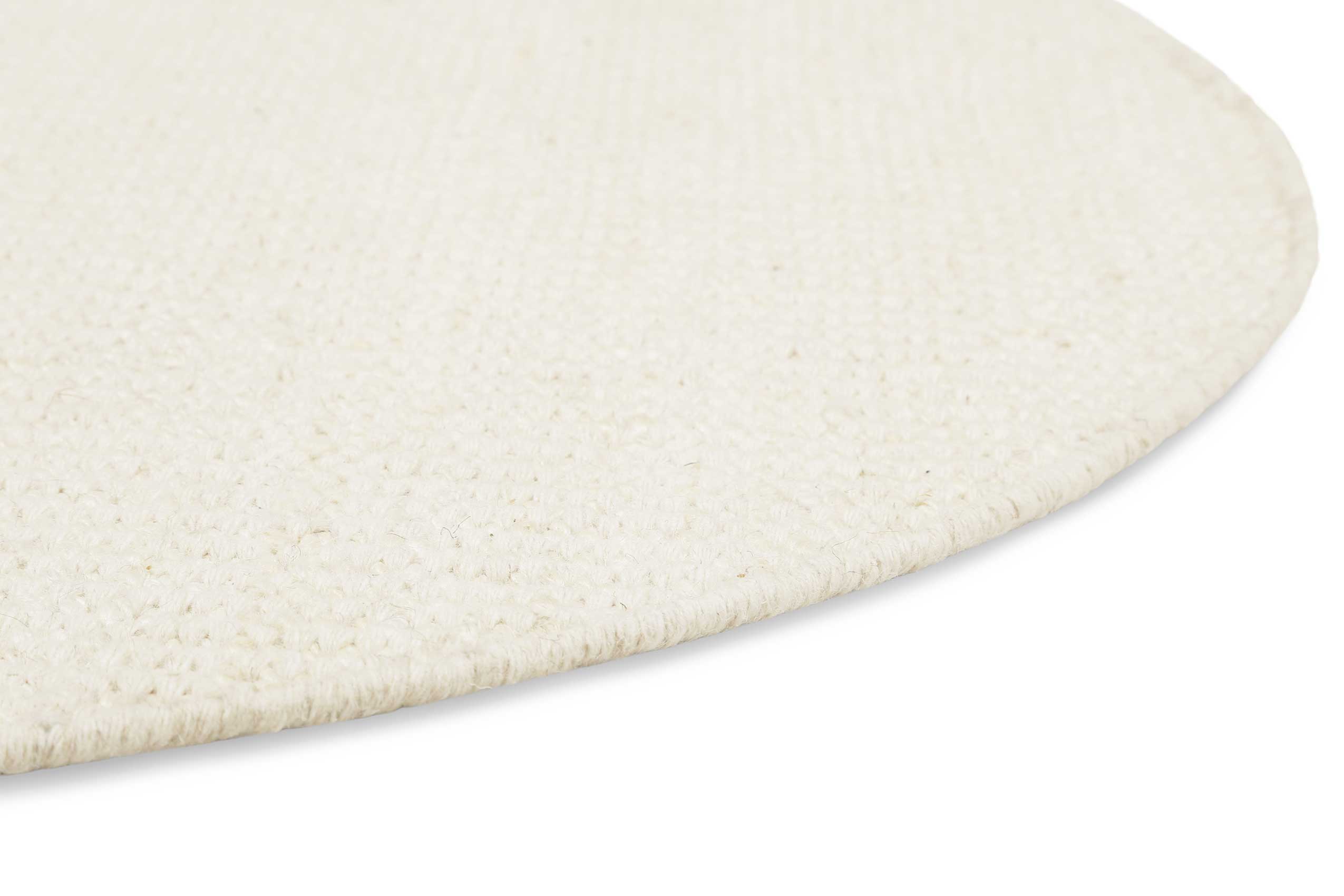 Esprit Kelim Teppich Rund Creme Weiß aus Jute & Wolle 