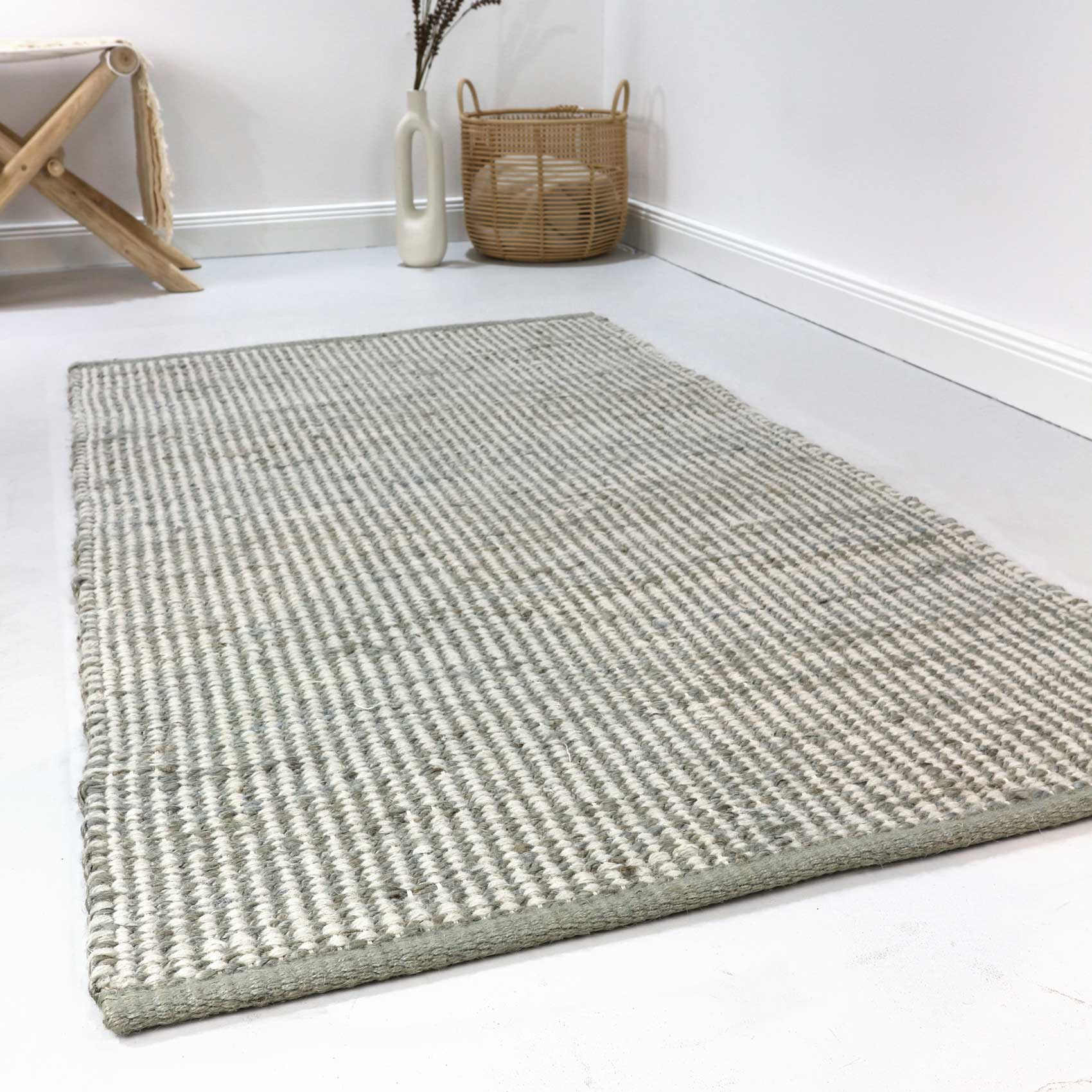Esprit Kelim Teppich Grau Creme aus Jute & Wolle 