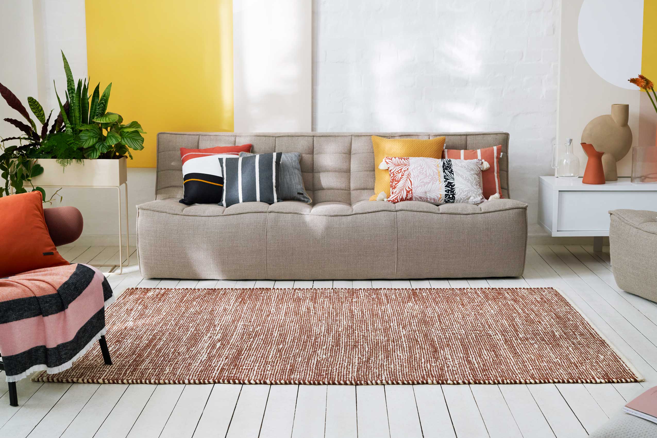 Esprit Kelim Teppich Rotbraun Beige aus Jute & Wolle 