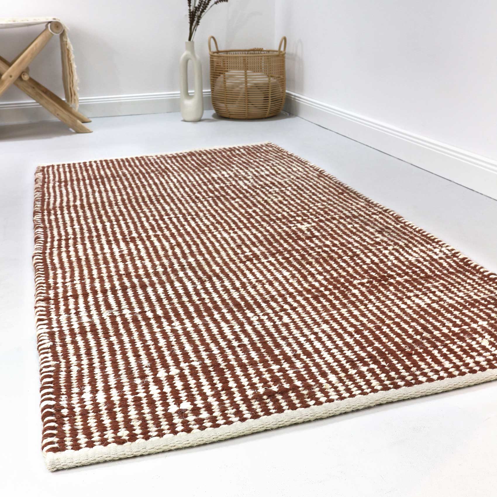 Esprit Kelim Teppich Rotbraun Beige aus Jute & Wolle 