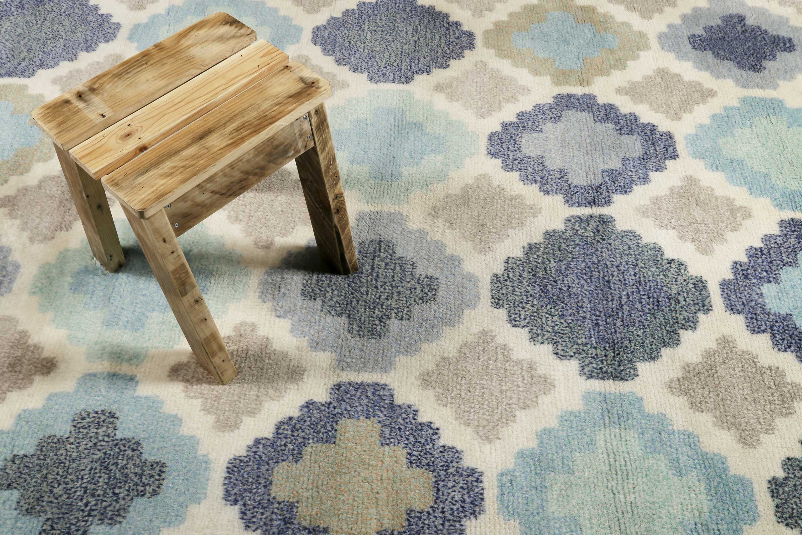 Esprit Teppich Türkis Blau handgewebt aus Wolle 