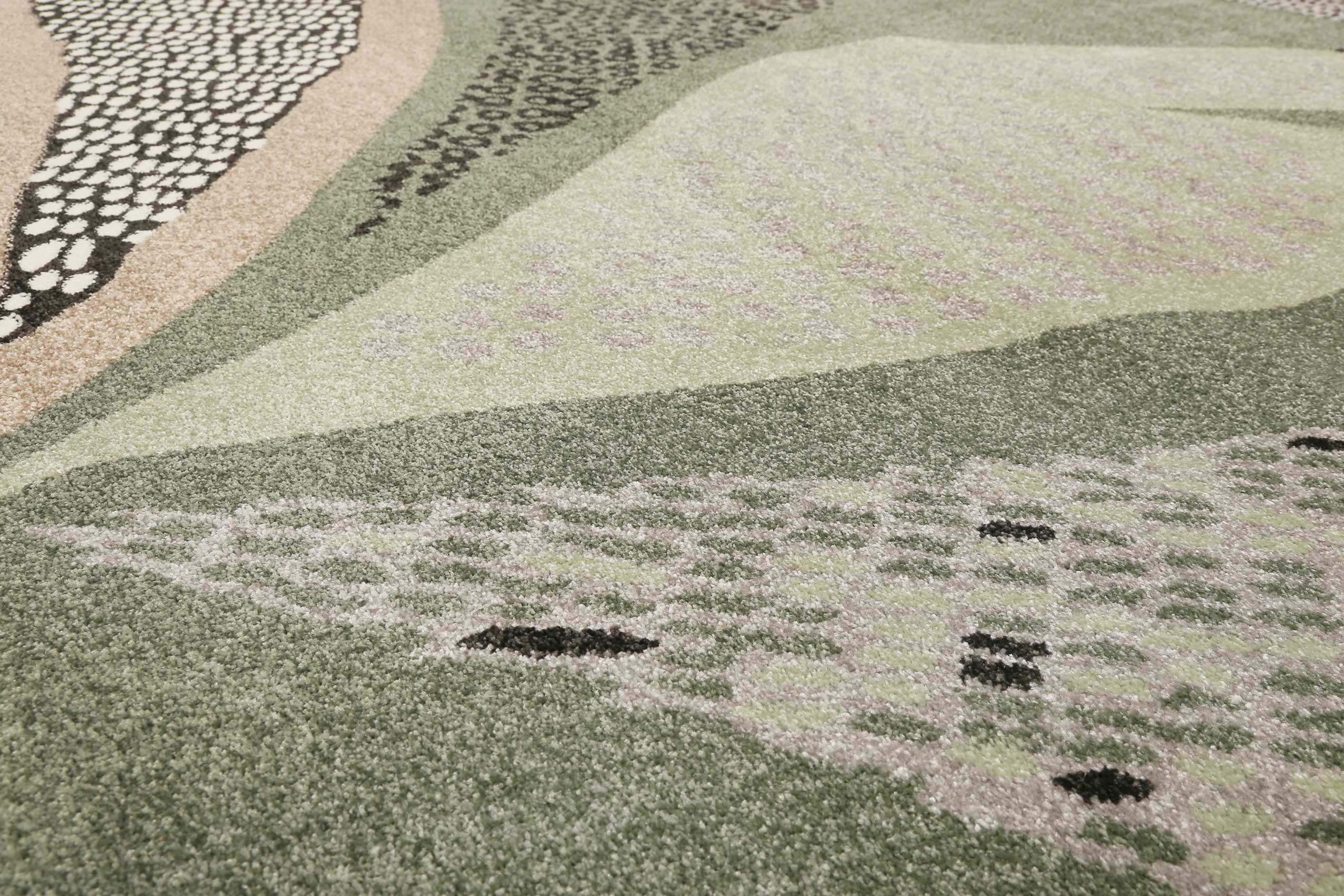 Esprit Teppich Grün Grau Kurzflor 