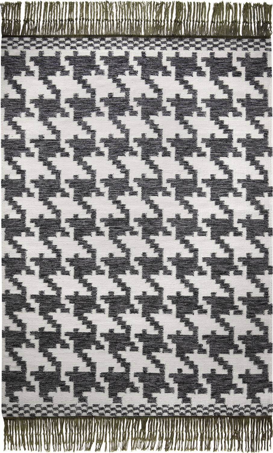 Esprit Kurzflor Kelim Teppich aus Wolle » Houndstooth « schwarz weiss grau - Ansicht 1