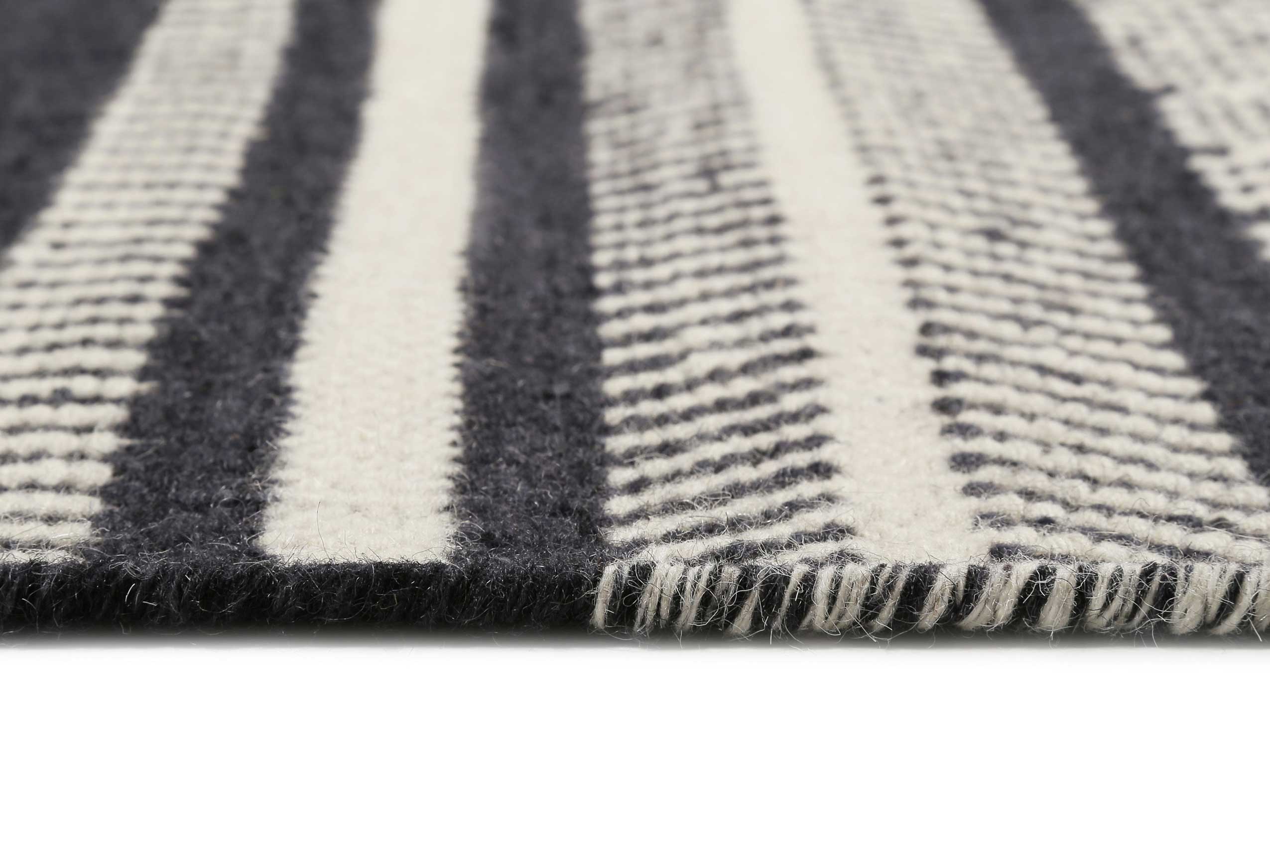 Esprit Kelim Teppich Schwarz Beige aus Wolle 