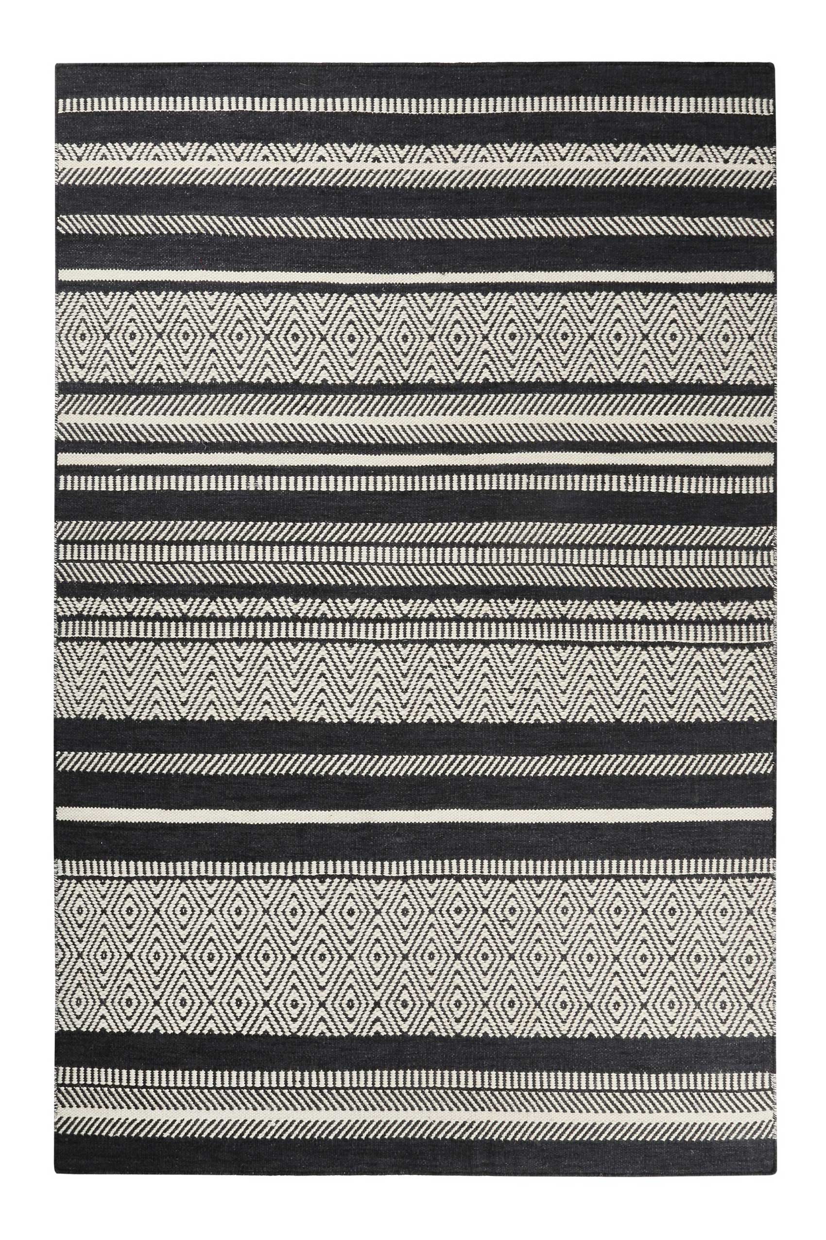 Esprit Kelim Teppich Schwarz Beige aus Wolle » Hudson « - Ansicht 1