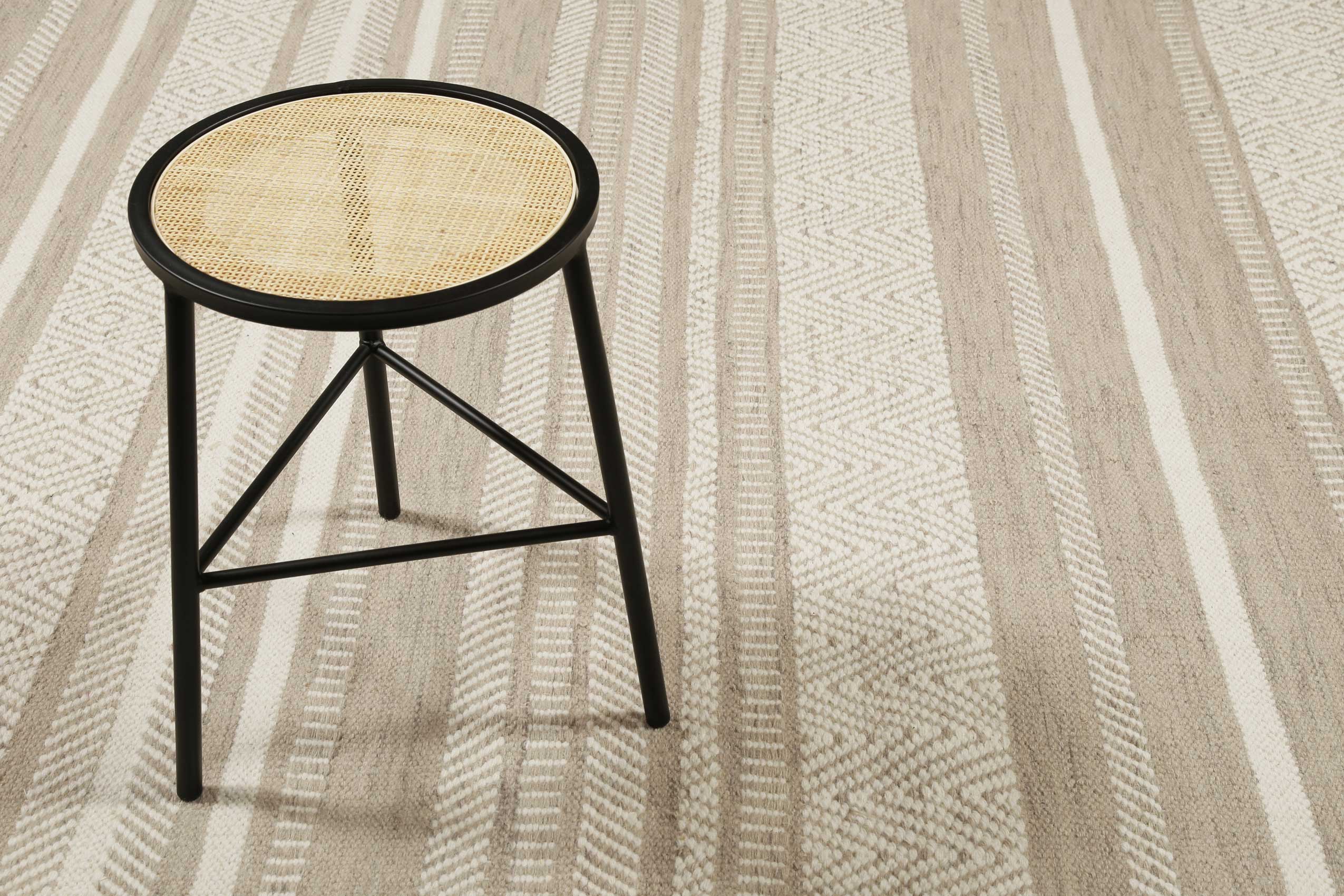 Esprit Kelim Teppich Beige Sand aus Wolle 