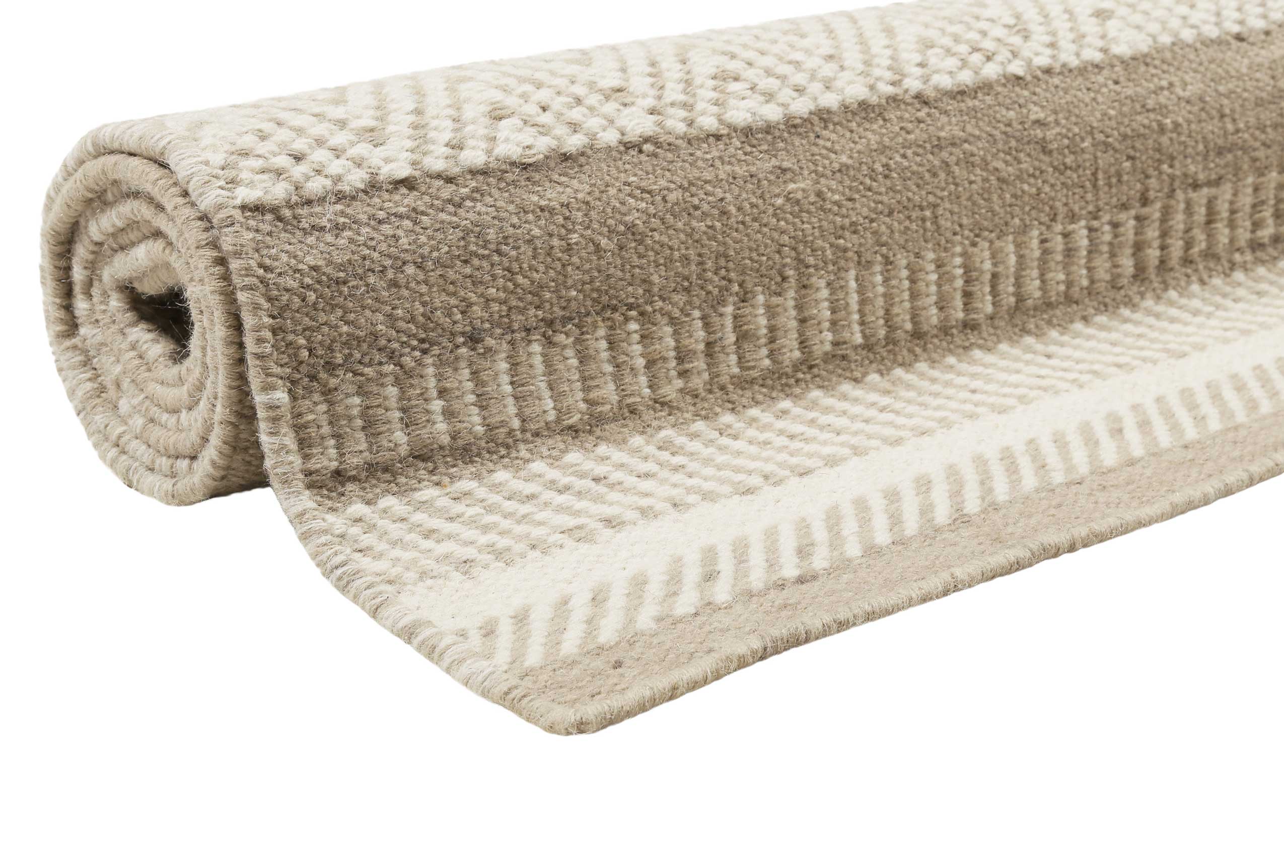 Esprit Kelim Teppich Beige Sand aus Wolle 