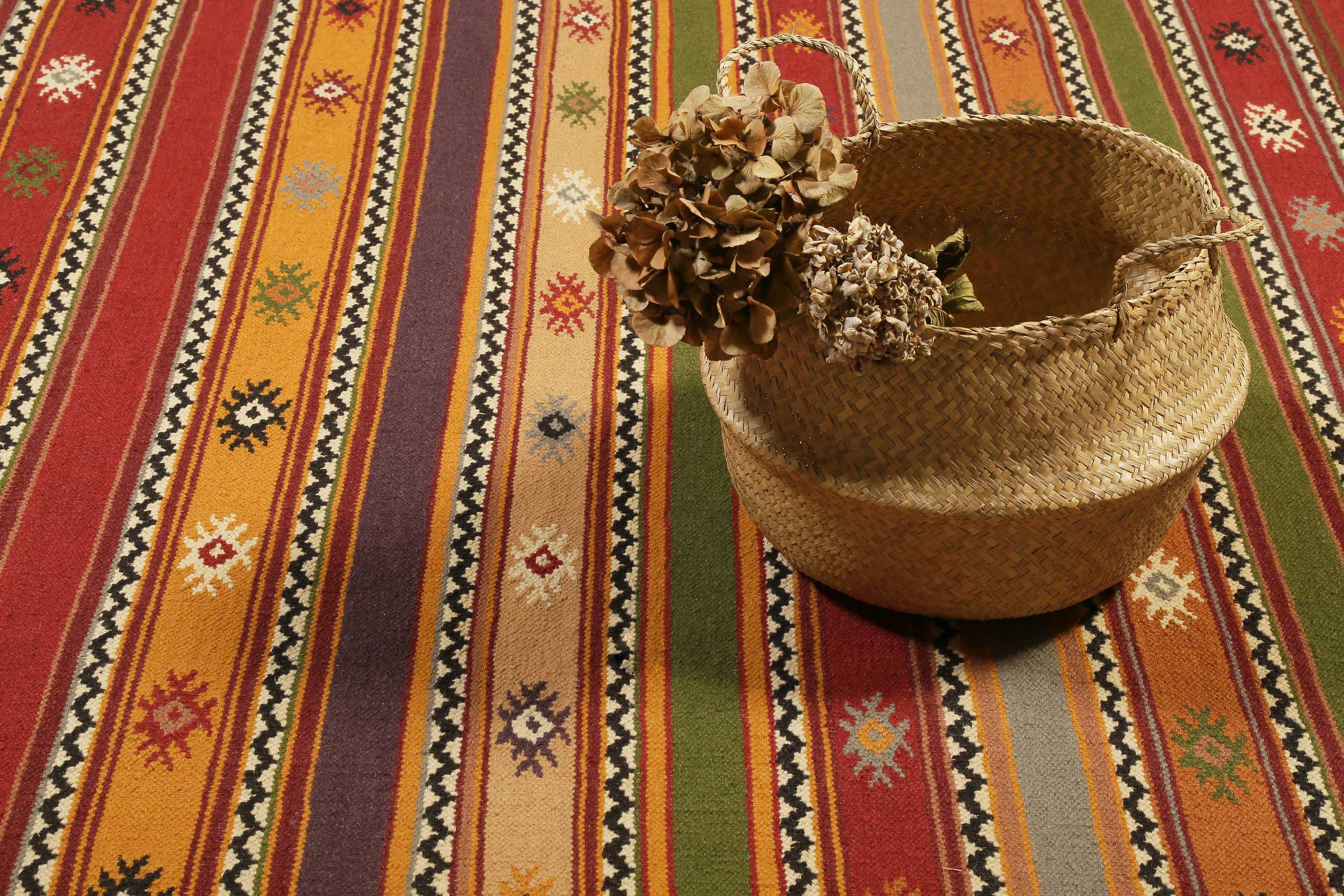 Esprit Kelim Teppich Bunt aus Wolle 