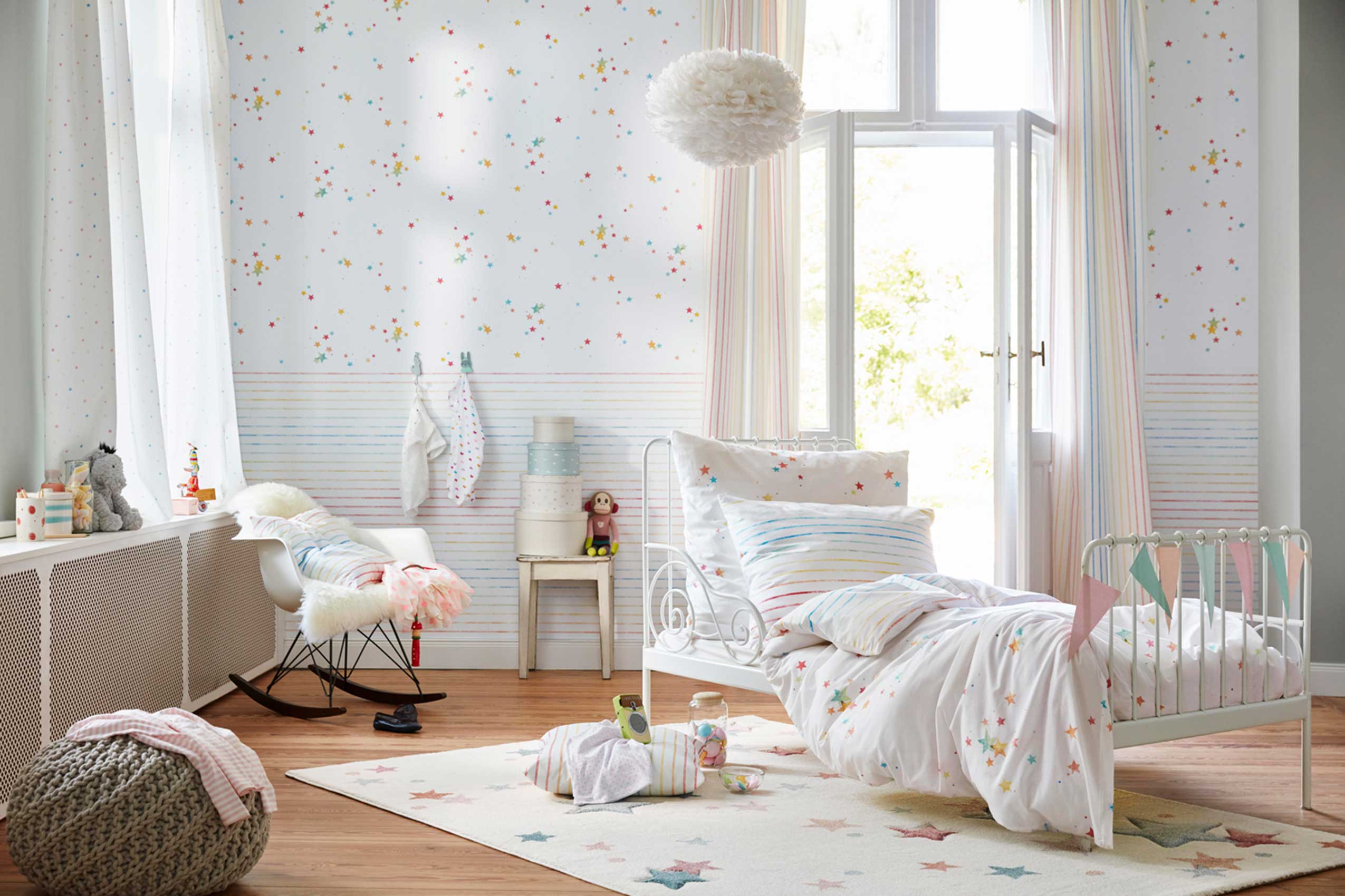 Esprit Kinderteppich beige rosa grau blau 