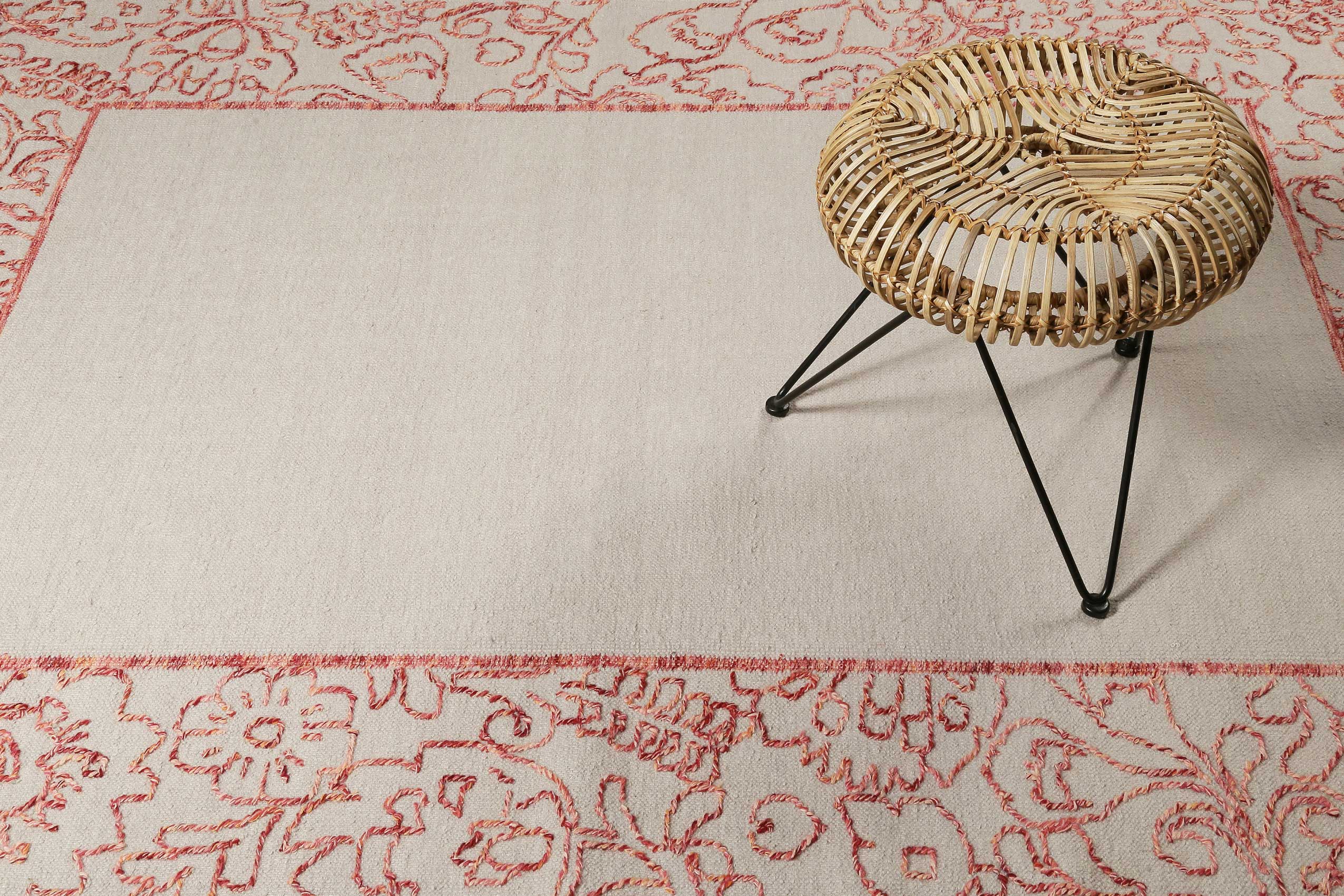 Esprit Kelim Teppich Beige Rot aus Wolle » Kayla Border « - Ansicht 6