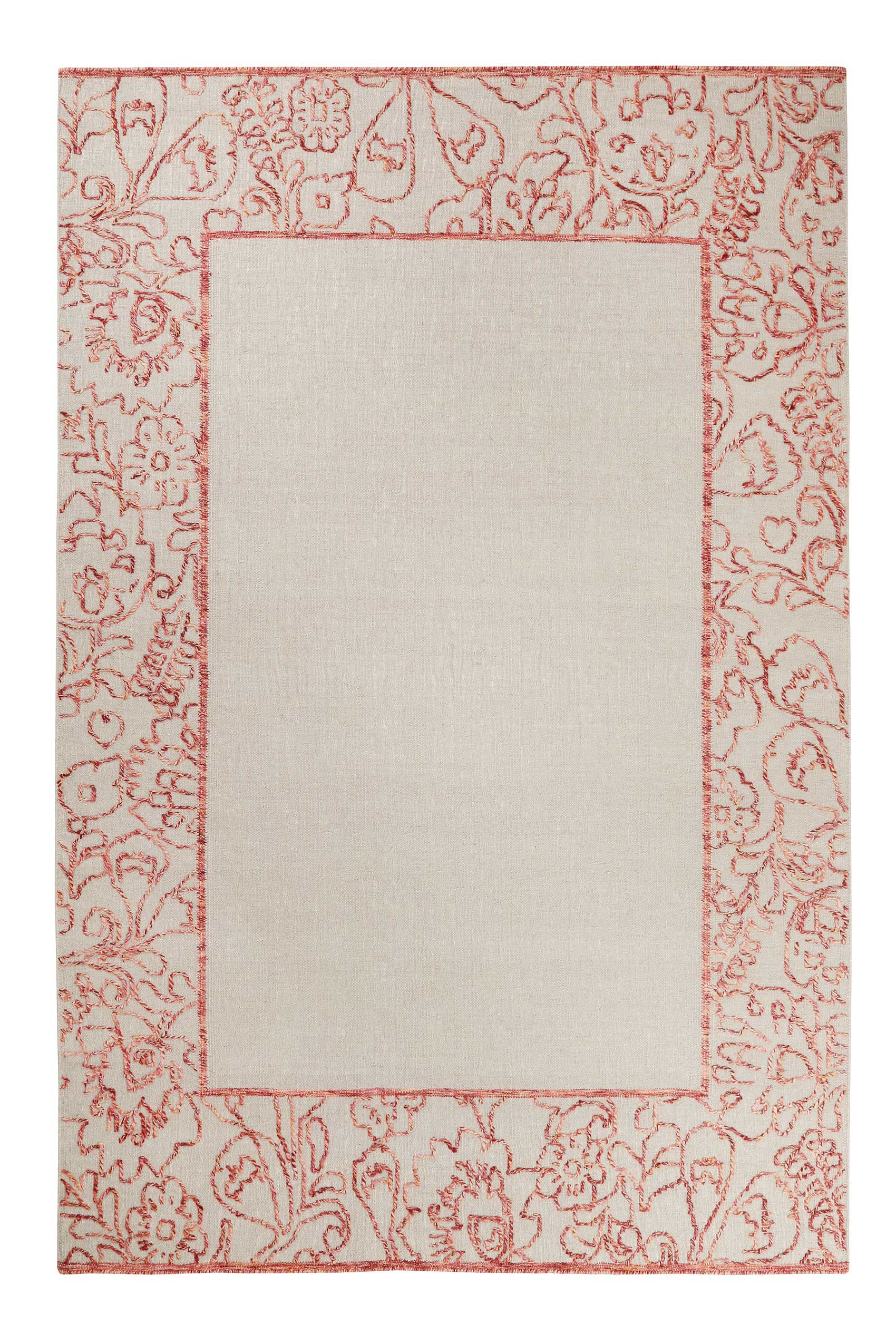 Esprit Kelim Teppich Beige Rot aus Wolle » Kayla Border « - Ansicht 1