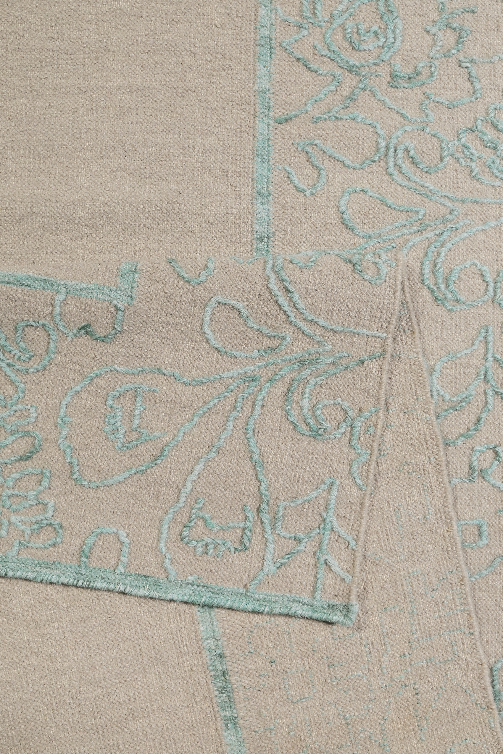Esprit Kelim Teppich Beige Türkis aus Wolle » Kayla Border « - Ansicht 3