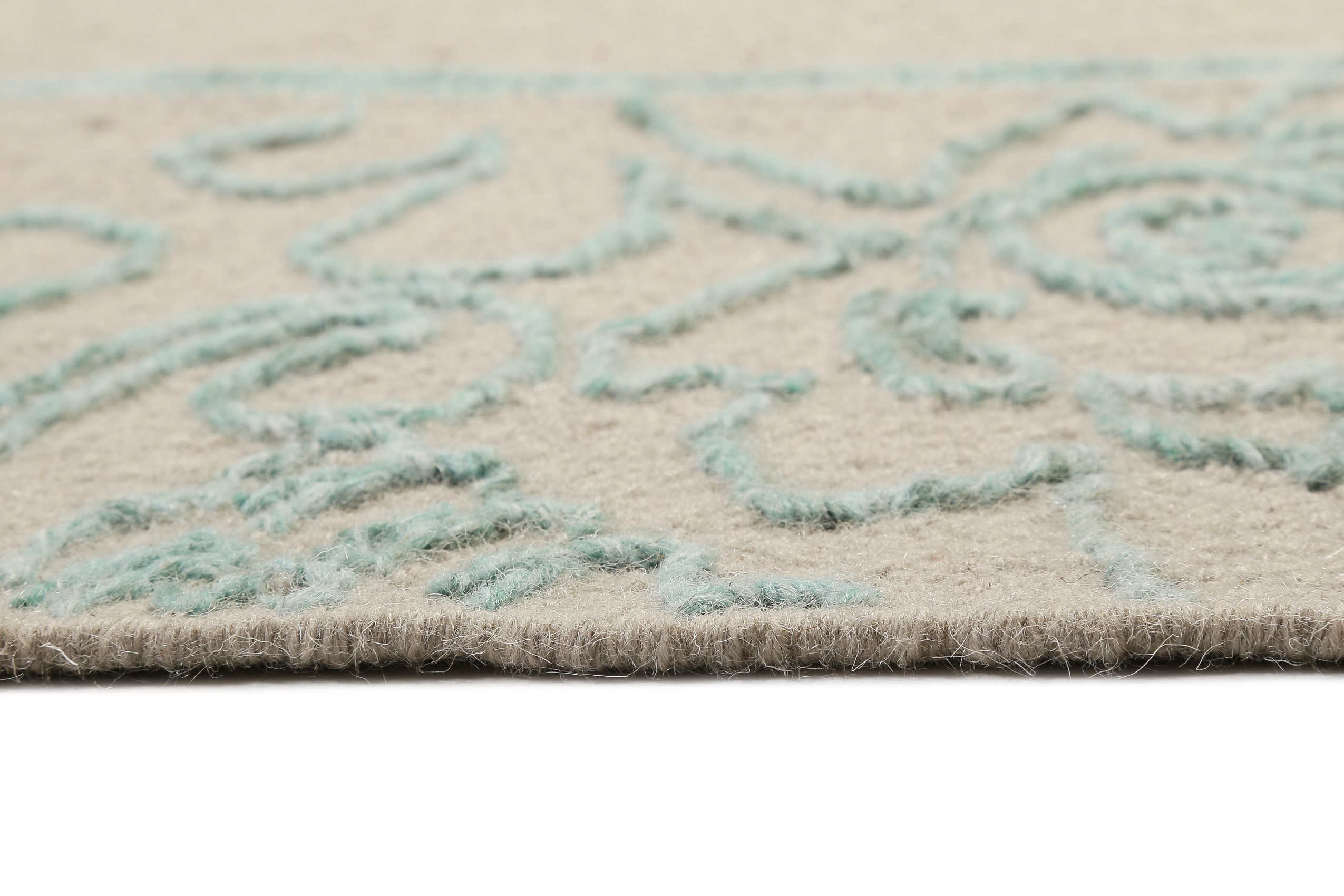 Esprit Kelim Teppich Beige Türkis aus Wolle » Kayla Border « - Ansicht 4