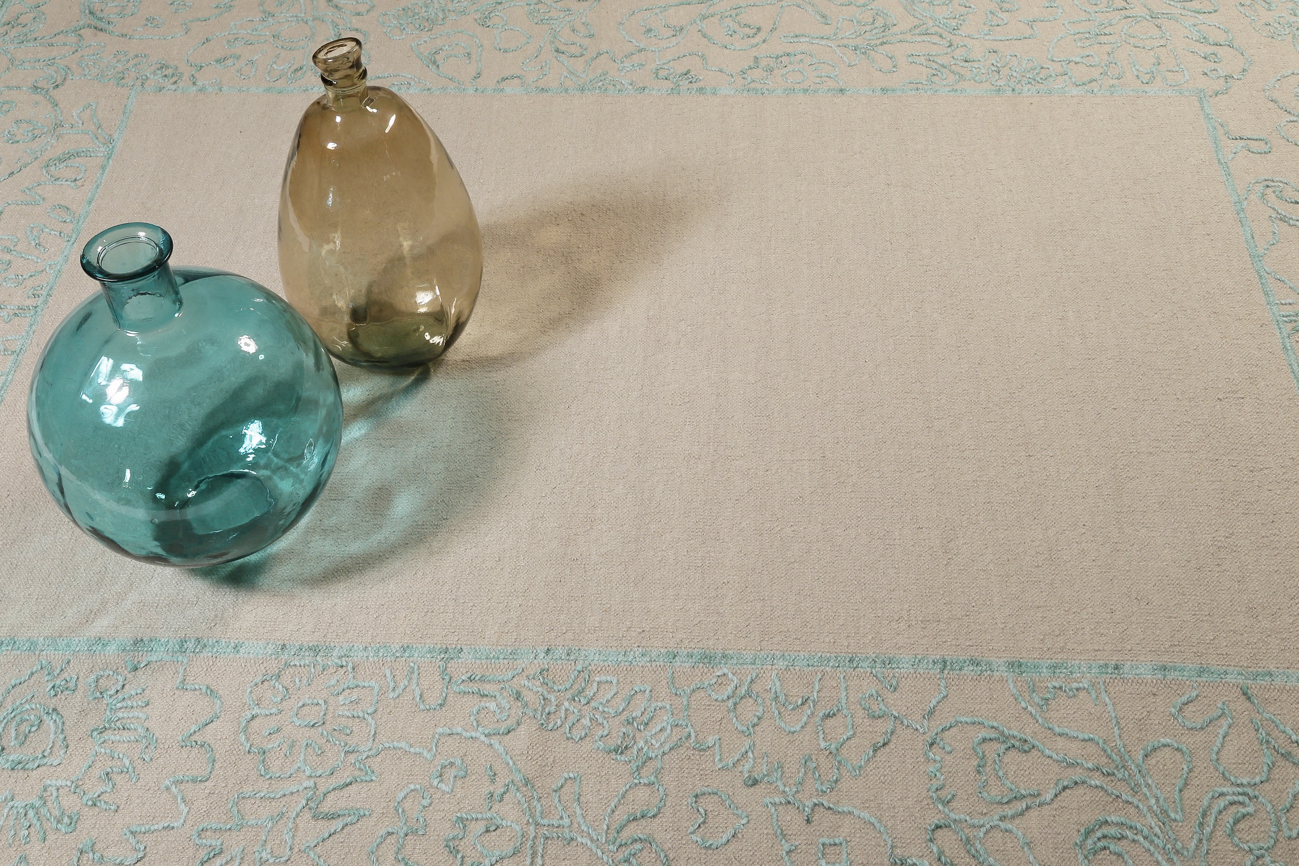 Esprit Kelim Teppich Beige Türkis aus Wolle » Kayla Border « - Ansicht 5