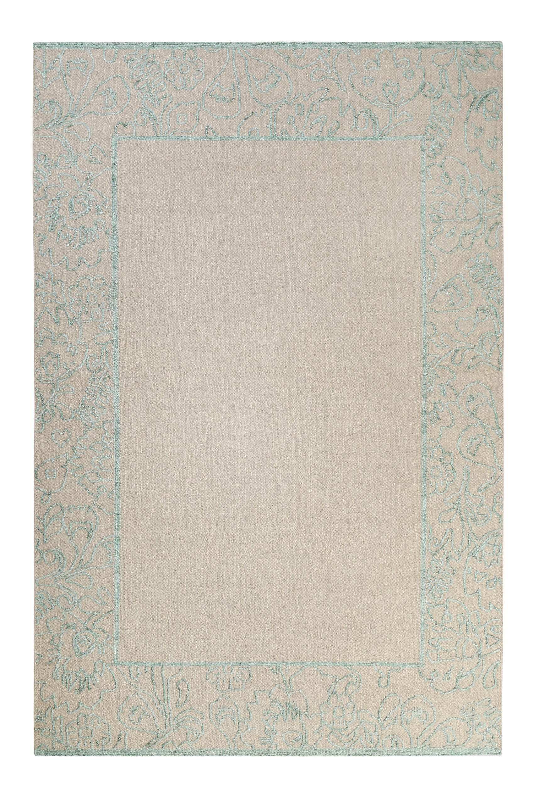 Esprit Kelim Teppich Beige Türkis aus Wolle » Kayla Border « - Ansicht 1