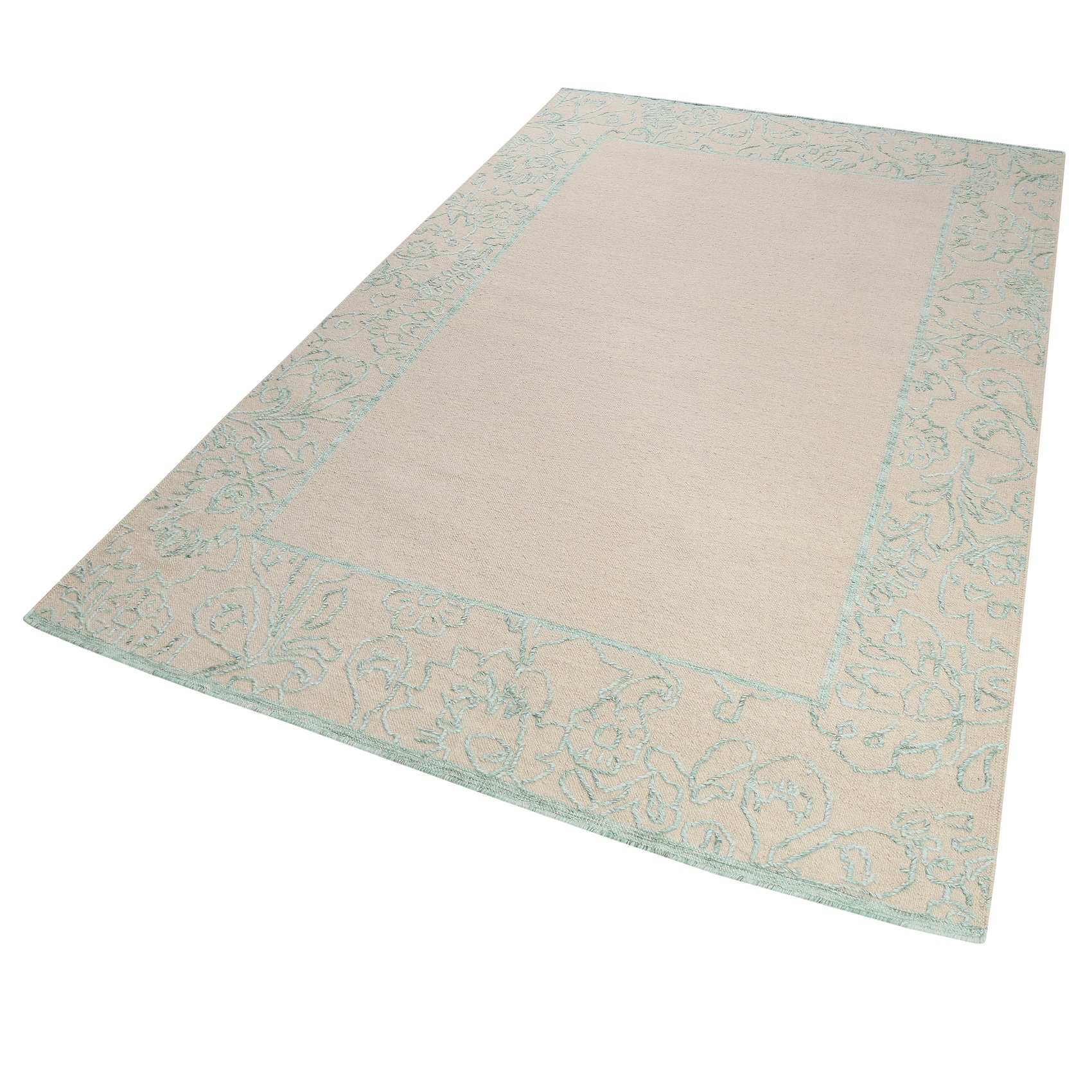 Esprit Kelim Teppich Beige Türkis aus Wolle » Kayla Border « - Ansicht 2